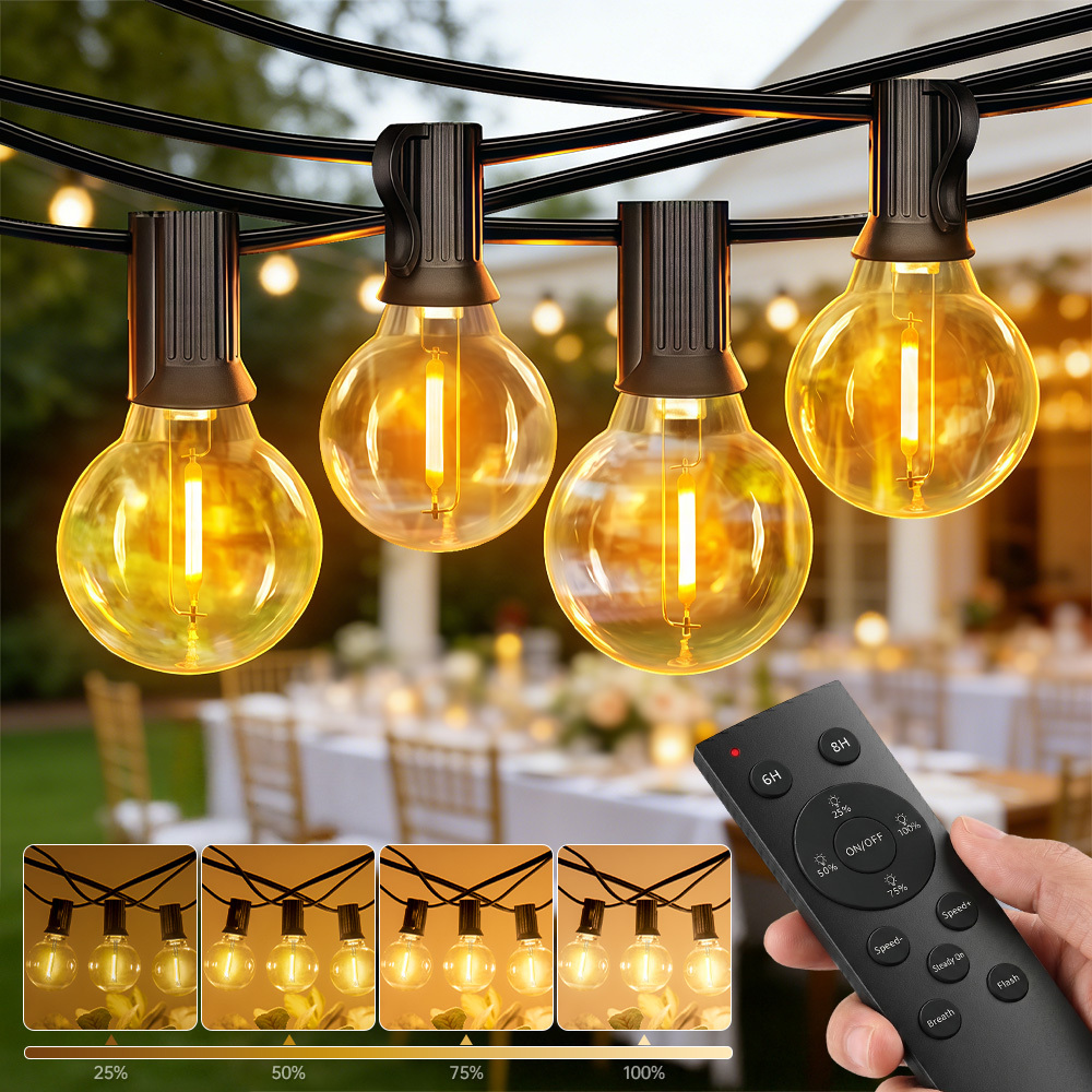 TEMU Led G40 String Lights, 50/65.78/98.1/100/147.97/196.65ft (15.25/20.05/29.9/30.49/45.1/59.94m), 4 Lighting , G40 String Lights For Patio Lighting