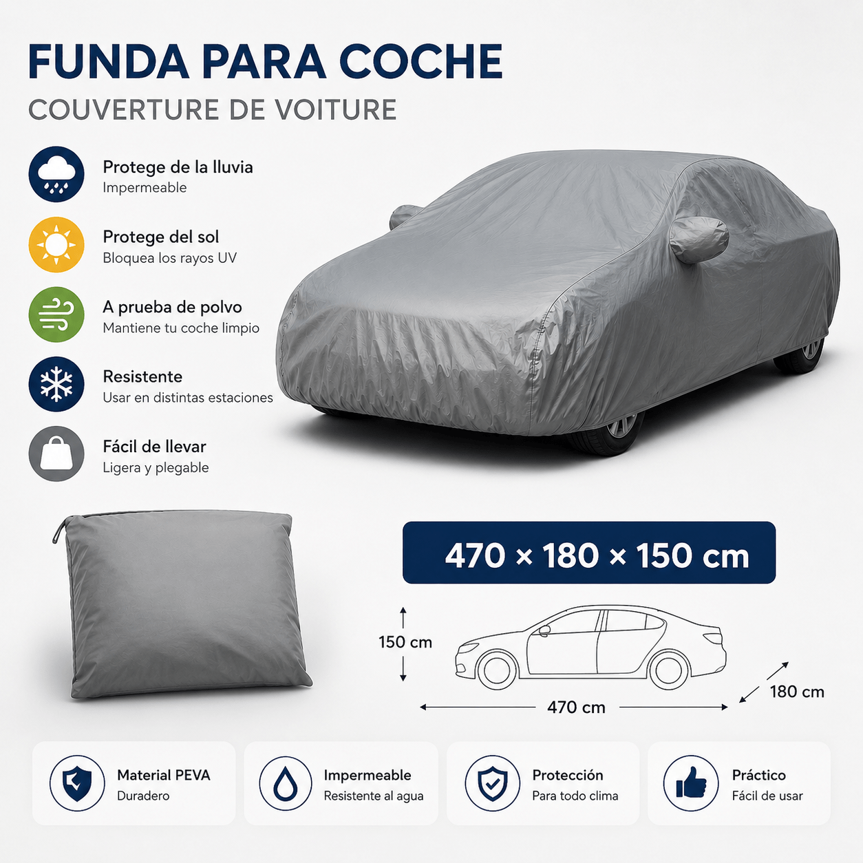 TEMU para coche, coche, cubierta para coche, cubierta de coche, para coche, coche exterior, para automóvil, cubierta para automóvil, universal para