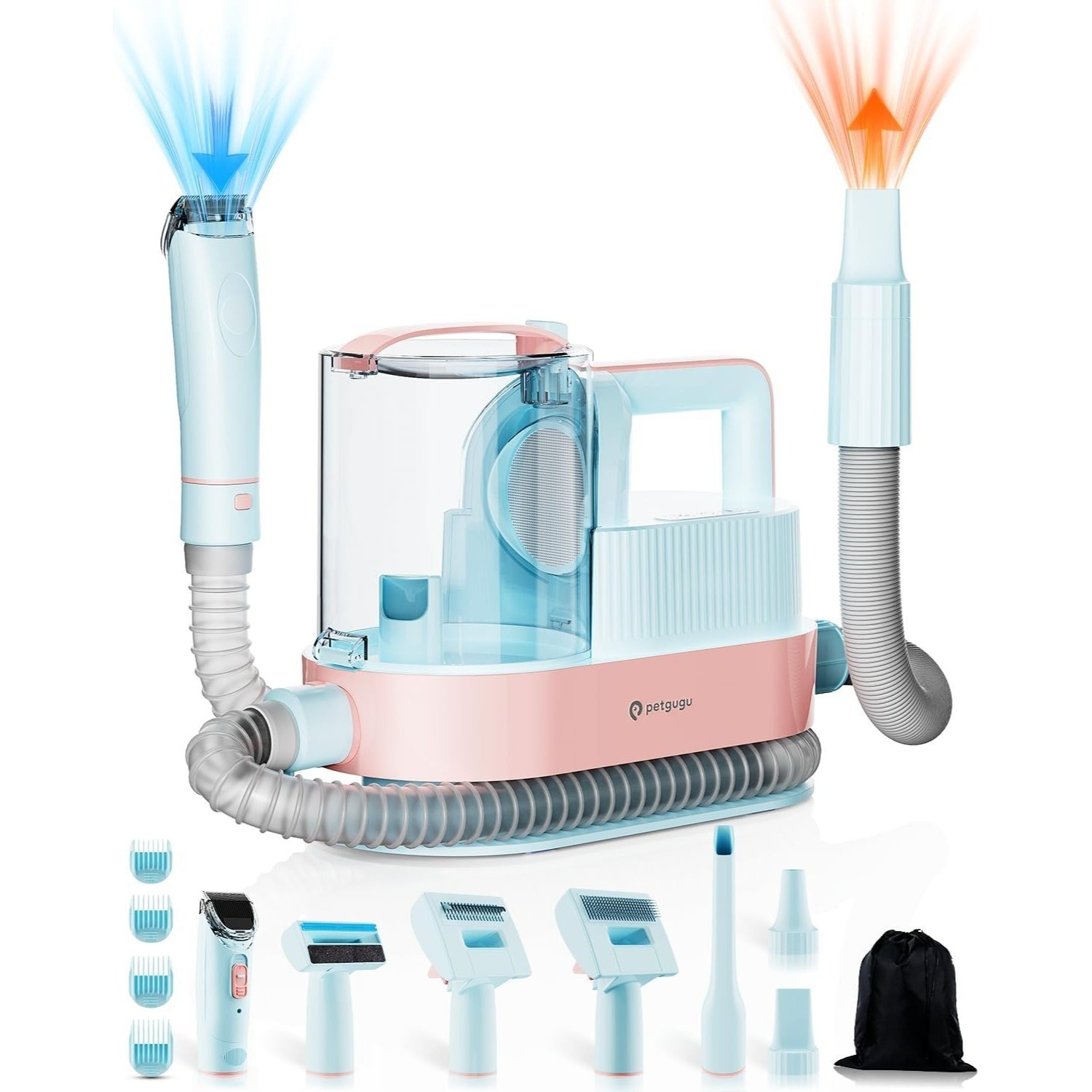 TEMU PETGUGU Hunde-Staubsauger, Hunde-Staubsauger mit 7-in-1-Trimmer, Leiser Hunde-Staubsauger mit 13000 Pa, Hunde-Staubsauger zur Fellpflege,