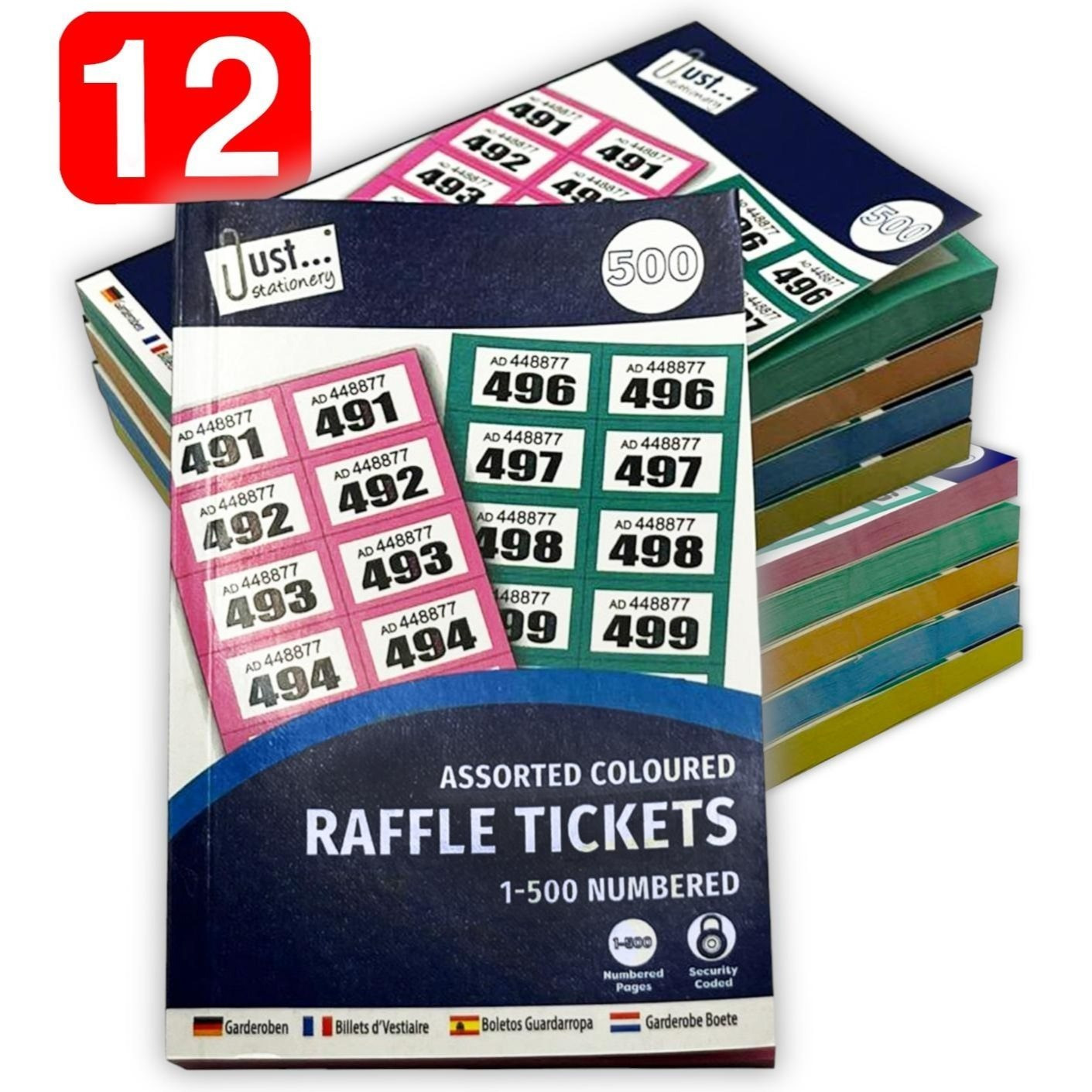 TEMU 12 Books Of 1-500 Numbered Tickets, Assorted Colors & Draw Tickets For Party, Carnival, Events