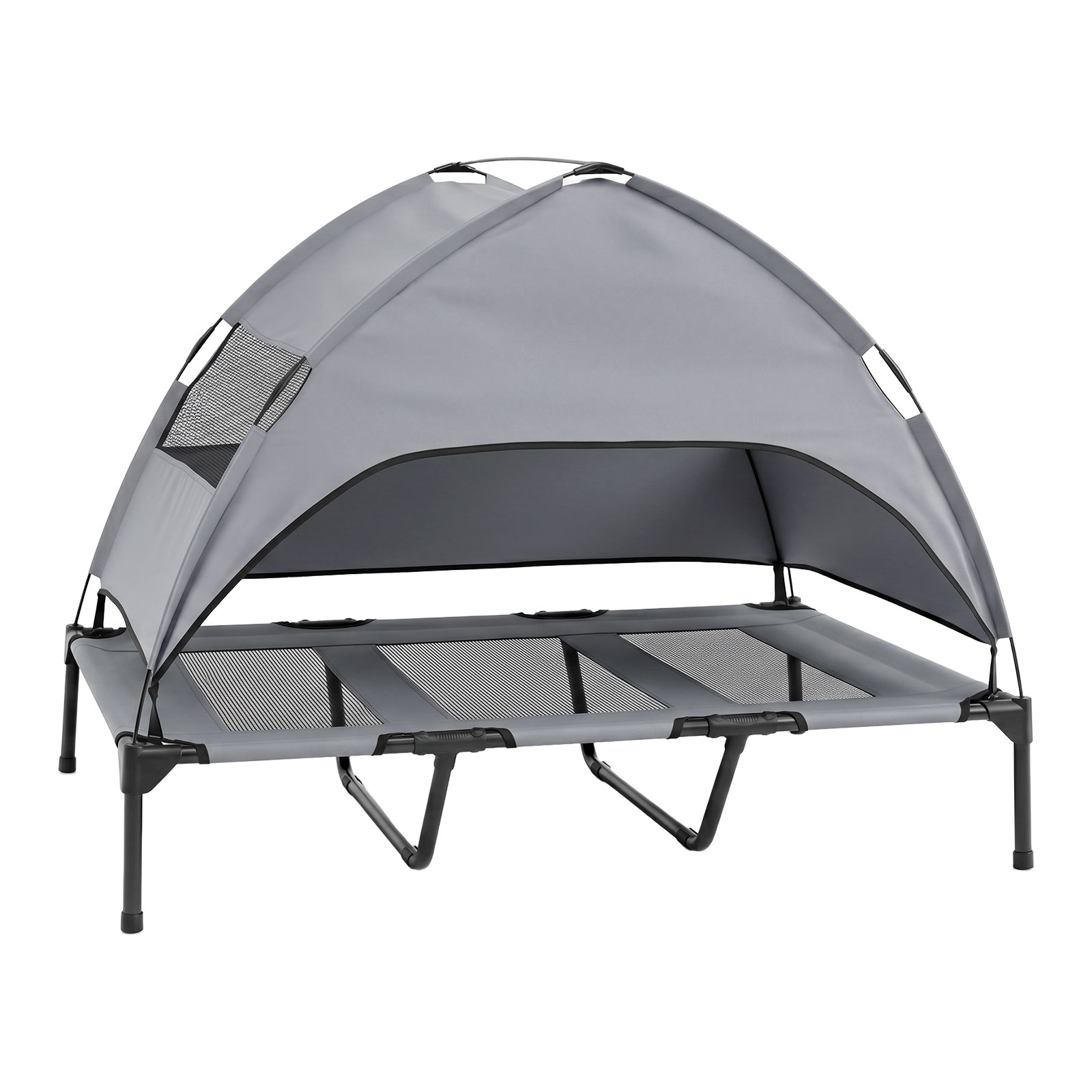Image of Elevated Dog Bed With Canopy, Raised Indoor Outdoor Pet Bed With Removable Shade Tent, Portable Dog Cot With Breathable Mesh & Carry Bag For Small Dogs, 78.5 X 70 Cm