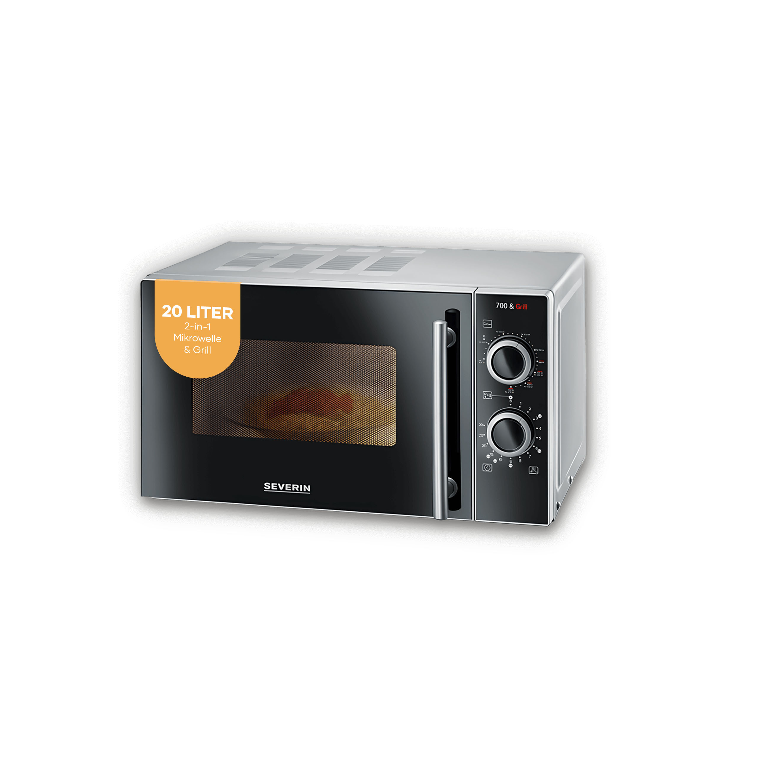 Mw 7771 2-in-1 Microwave With Grill – 700 W Microwave, Grill Oven With 9 Automatic Programs, Grill Rack And Turntable, Silver/black (b-stock)