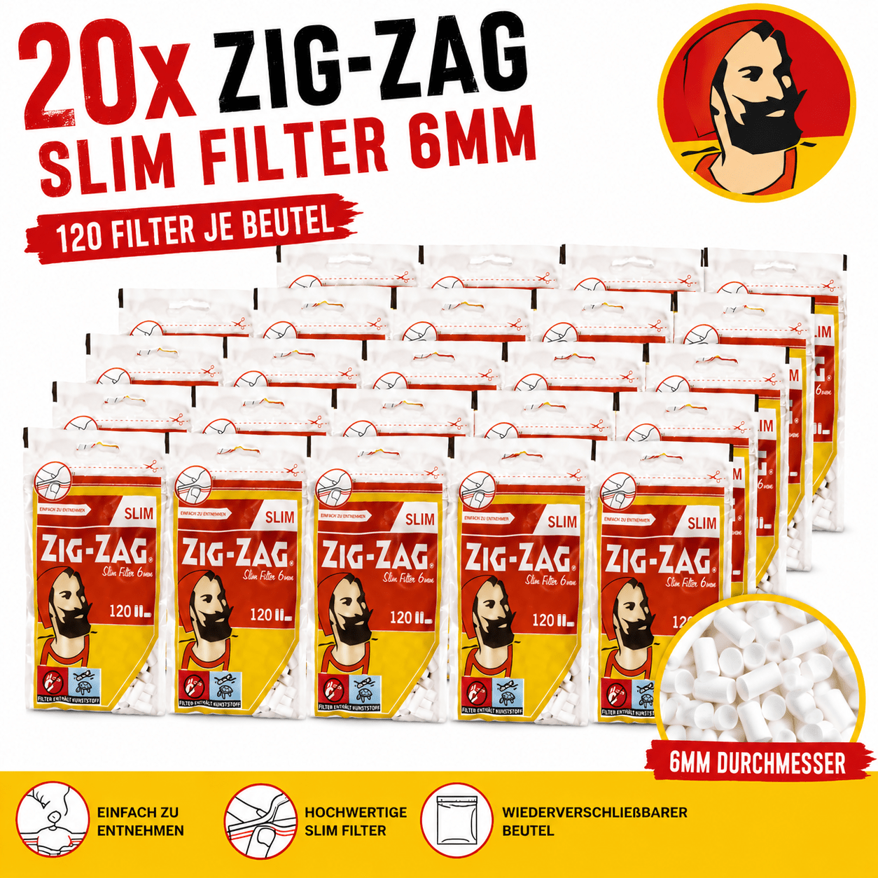 Zig-zag Slim Filter 6 Mm – High-quality Screw-in Filters In Resealable Bag