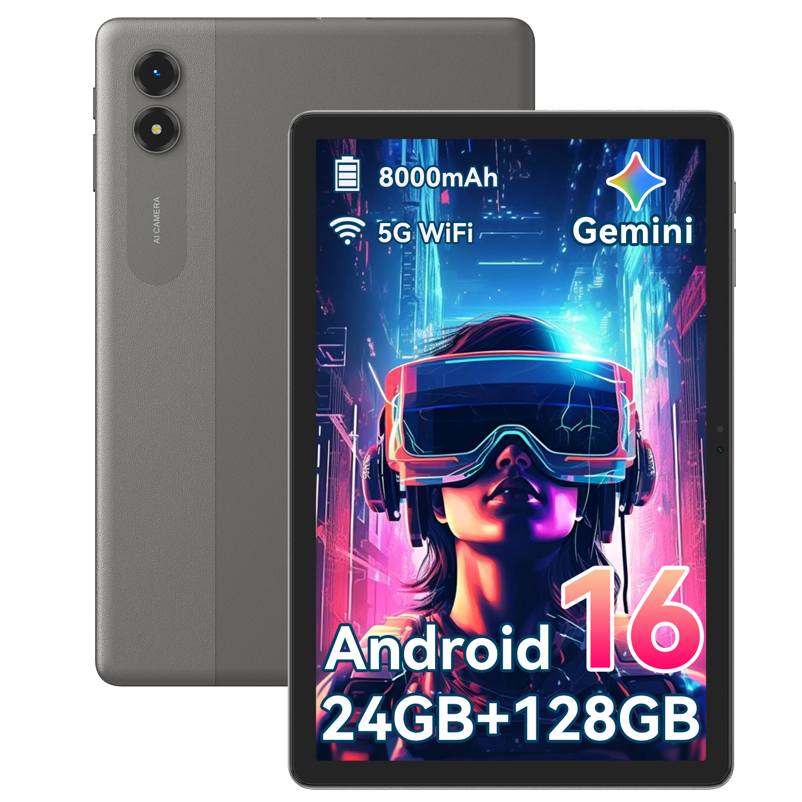 Image of 11-inch 16 Tablet, 24 (6+18)gb + 128gb Rom, 90hz Hd Display, T7250 -core, 8000mah Battery, 13mp + 8mp Camera, 5g Wifi, Gps, Ai, Otg, Bluetooth, Fast Tablet Pc For Gaming, Streaming, School