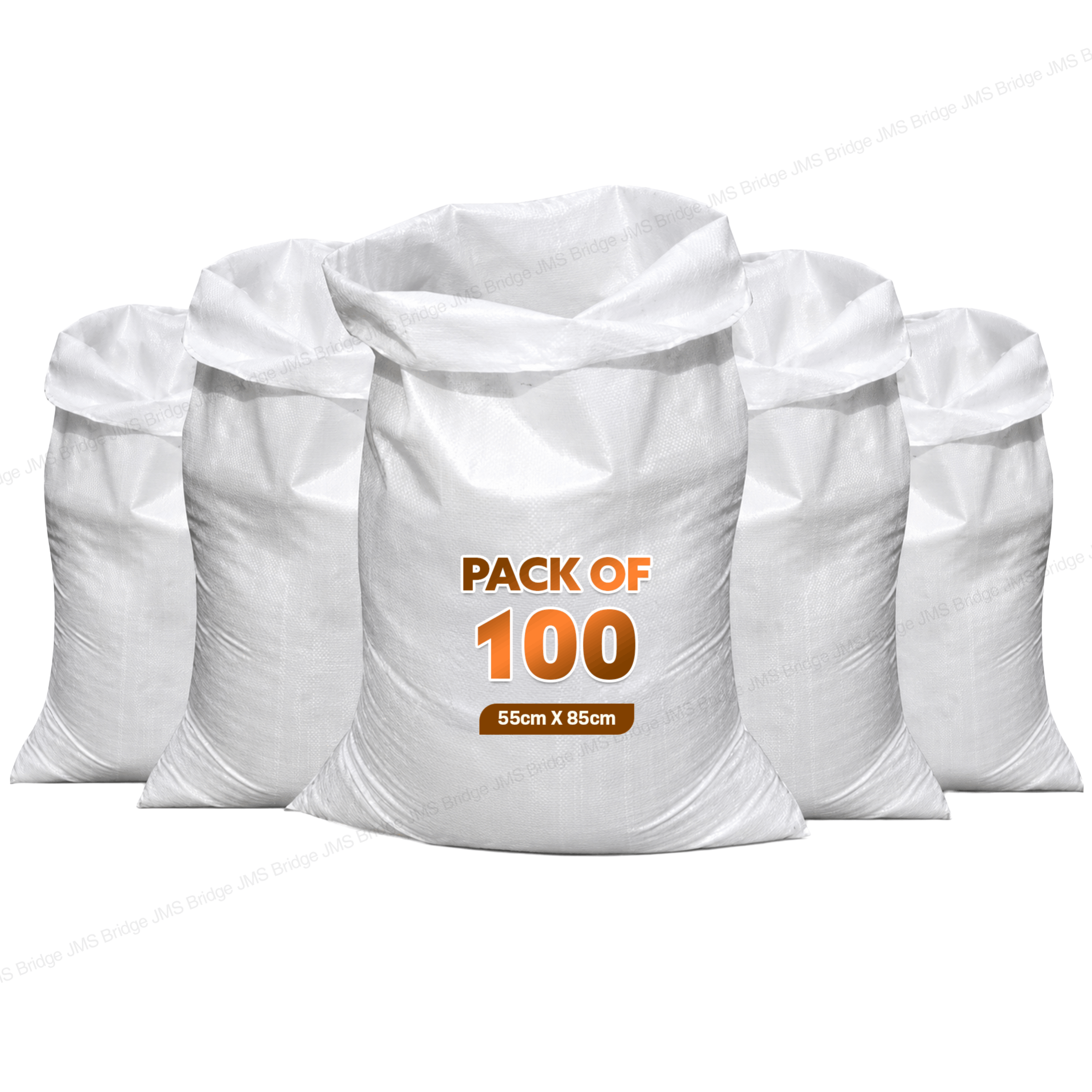 TEMU Pack Of 100 White Woven Polypropylene Builder Sacks Bags 22 X 33 (55cm X 85cm) - Heavy Duty