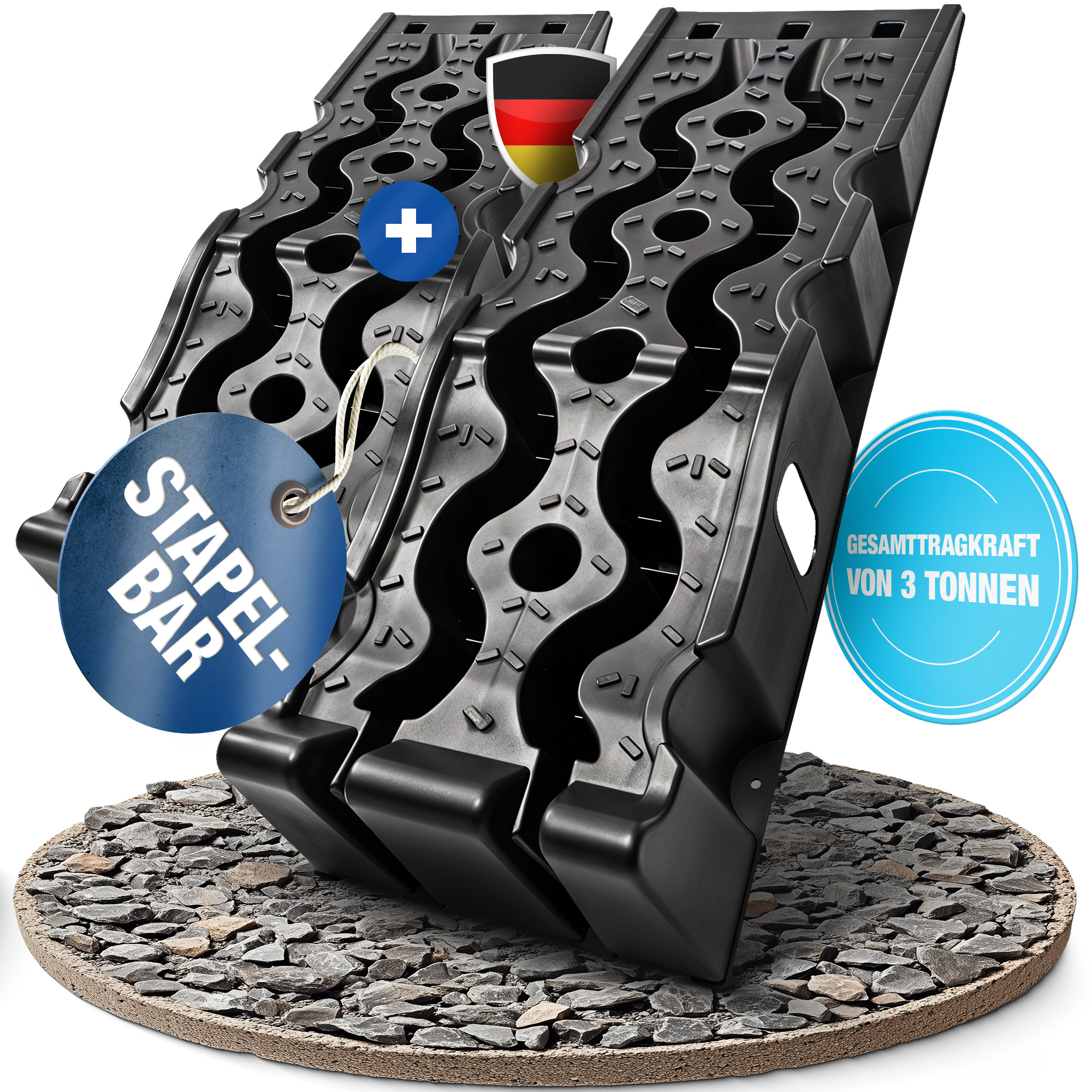 Image of Ntg Car Ramp Set Of 2, Up To 3000 Kg, Heavy-duty Plastic Ramps, Anti-slip + Stackable - Fits Any Car