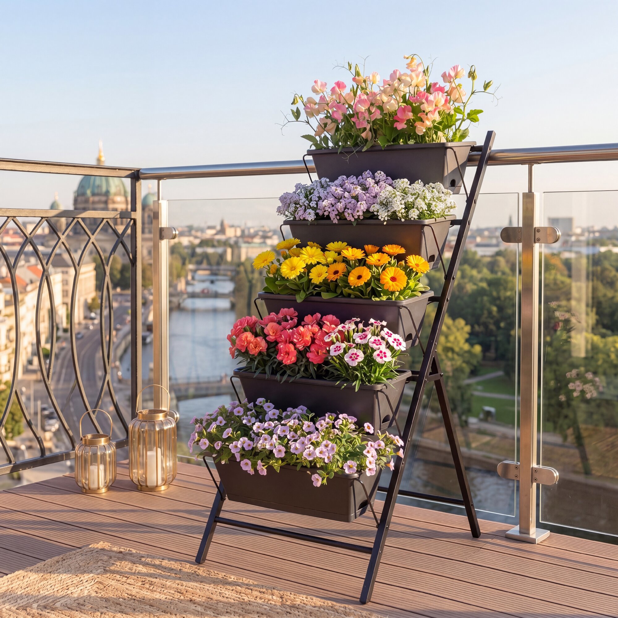Image of 5-tier Vertical Raised Garden Bed, Elevated Planter Box With Drainage System & Removable Trays For Vegetables Herbs Succulents, Indoor Outdoor Flower Tiered Planter For Patio, Balcony, Backyard