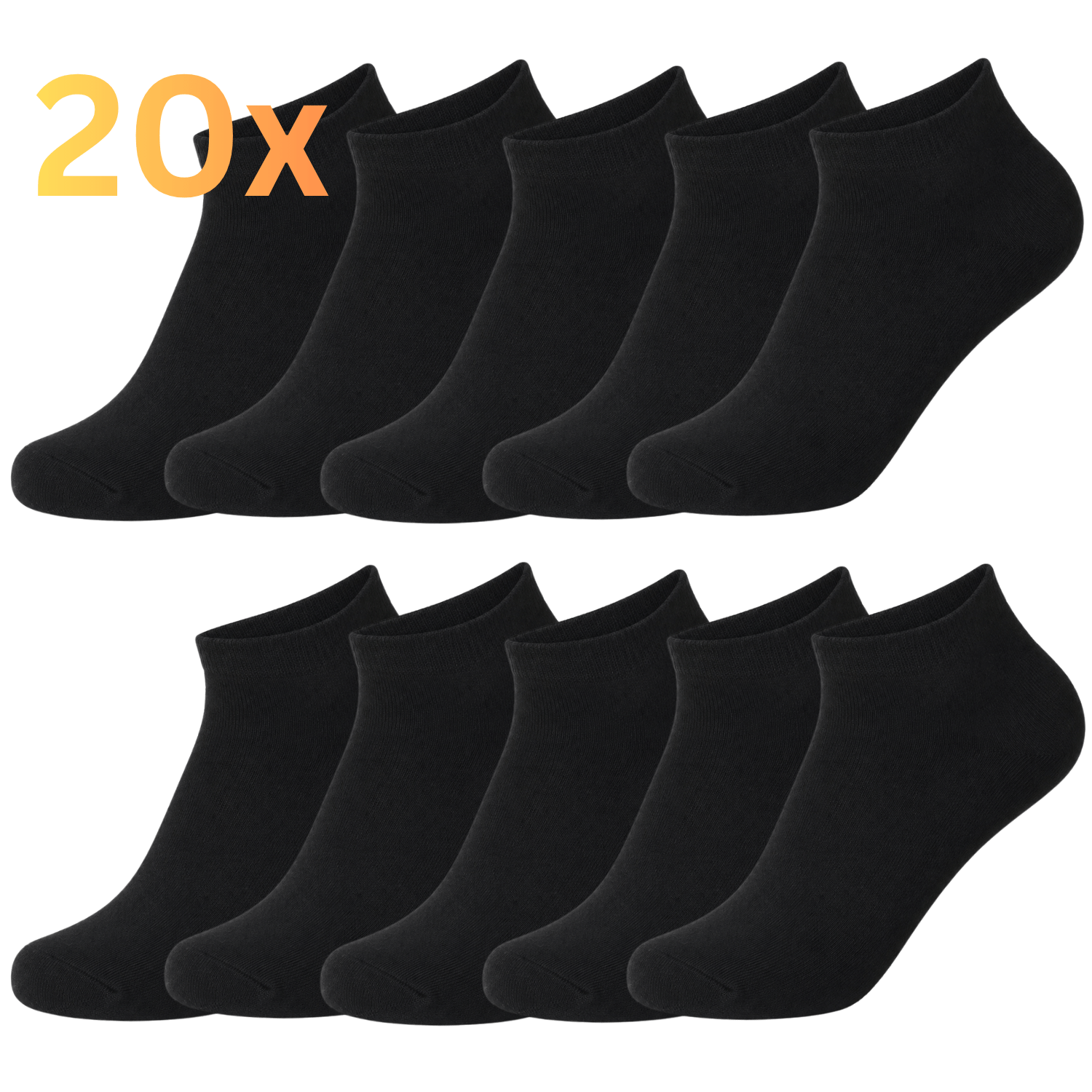 10/20 Black – Short Summer Socks For | 95% Cotton | Sizes 39–42 & 43–46
