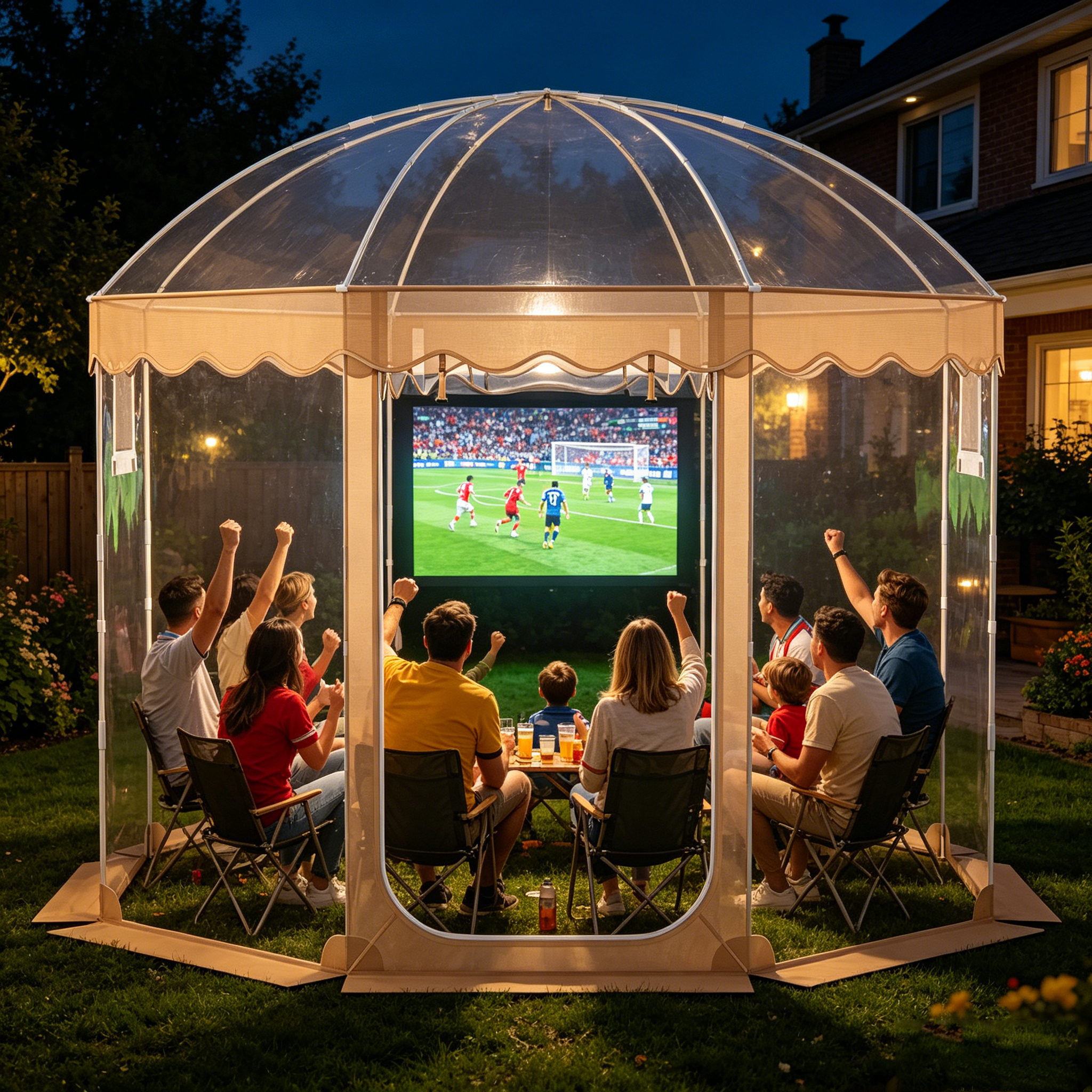 Image of Pop Up Bubble Tent 3x3 8 People, Weatherproof Pod, Instant Dome W/ 540° Panoramic Clear Pvc, Winter Cold Protection Camping Tent, Outdoor Patio Backyard Shelter