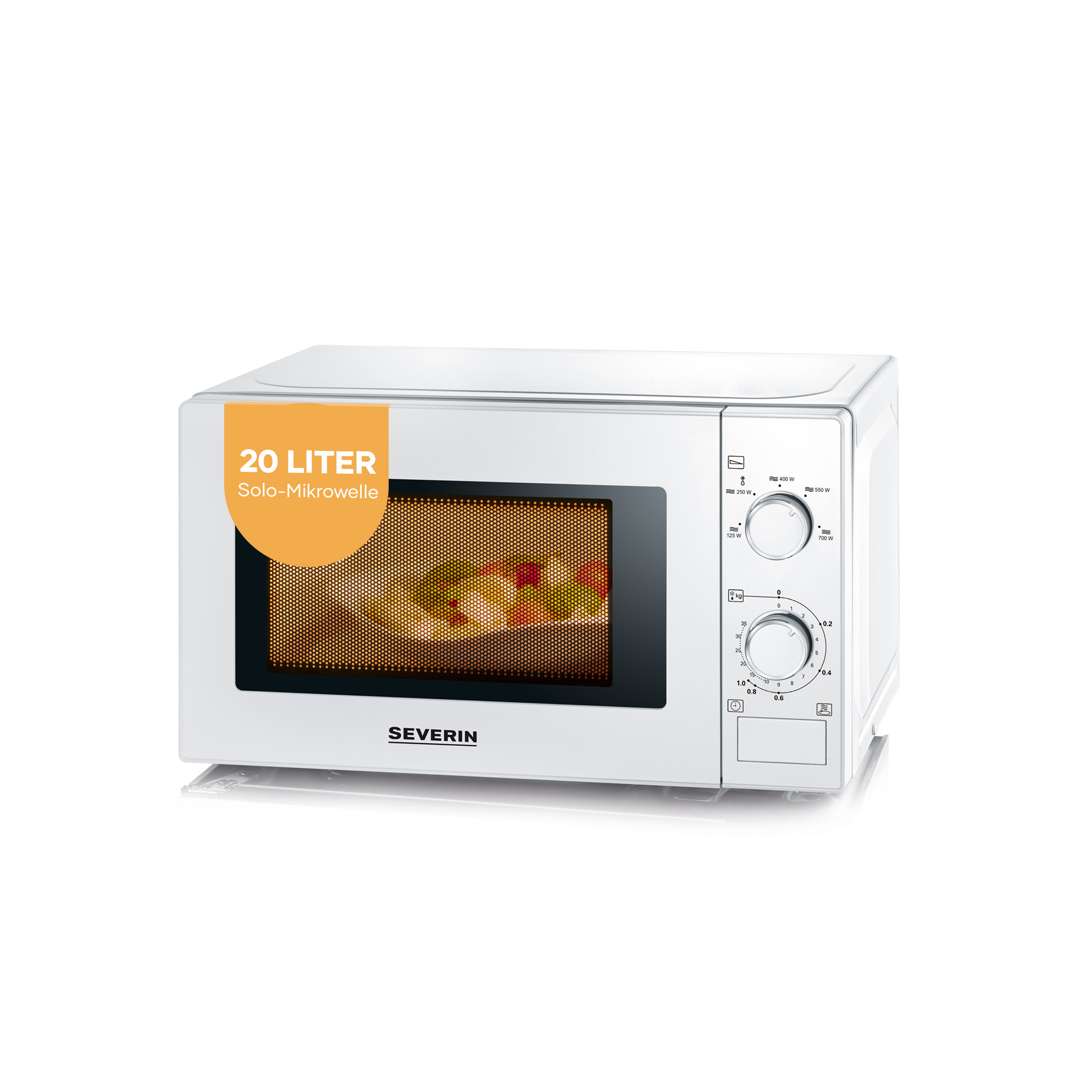 Image of Mw 7770 Solo Microwave - 20 Liter Microwave Oven With Turntable For Defrosting And Heating, White/chrome (b-stock)