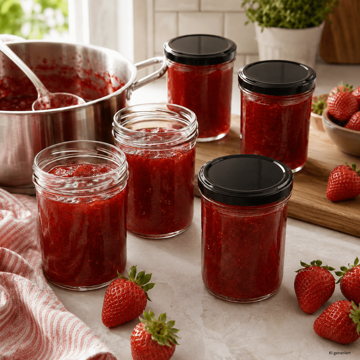 Image of 48-piece Set Of 435ml Jam Jars With To 82 Black Lids, Glass Jars For Canning, Preserving, Fermenting & Storing With Recipe Booklet, Canning Jars