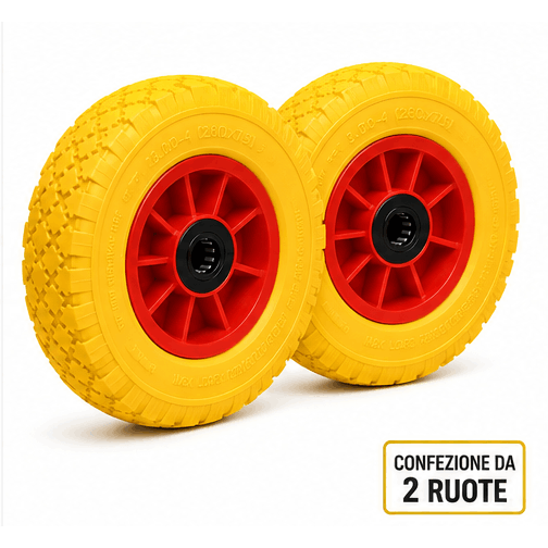 TEMU Kippen 1639X1 - di Ruote Antiforatura 3.00-4 (260�75 mm) �� in Poliuretano Pieno - Portata 120 kg - in polipropilene ad resistenza - Cuscinetto a
