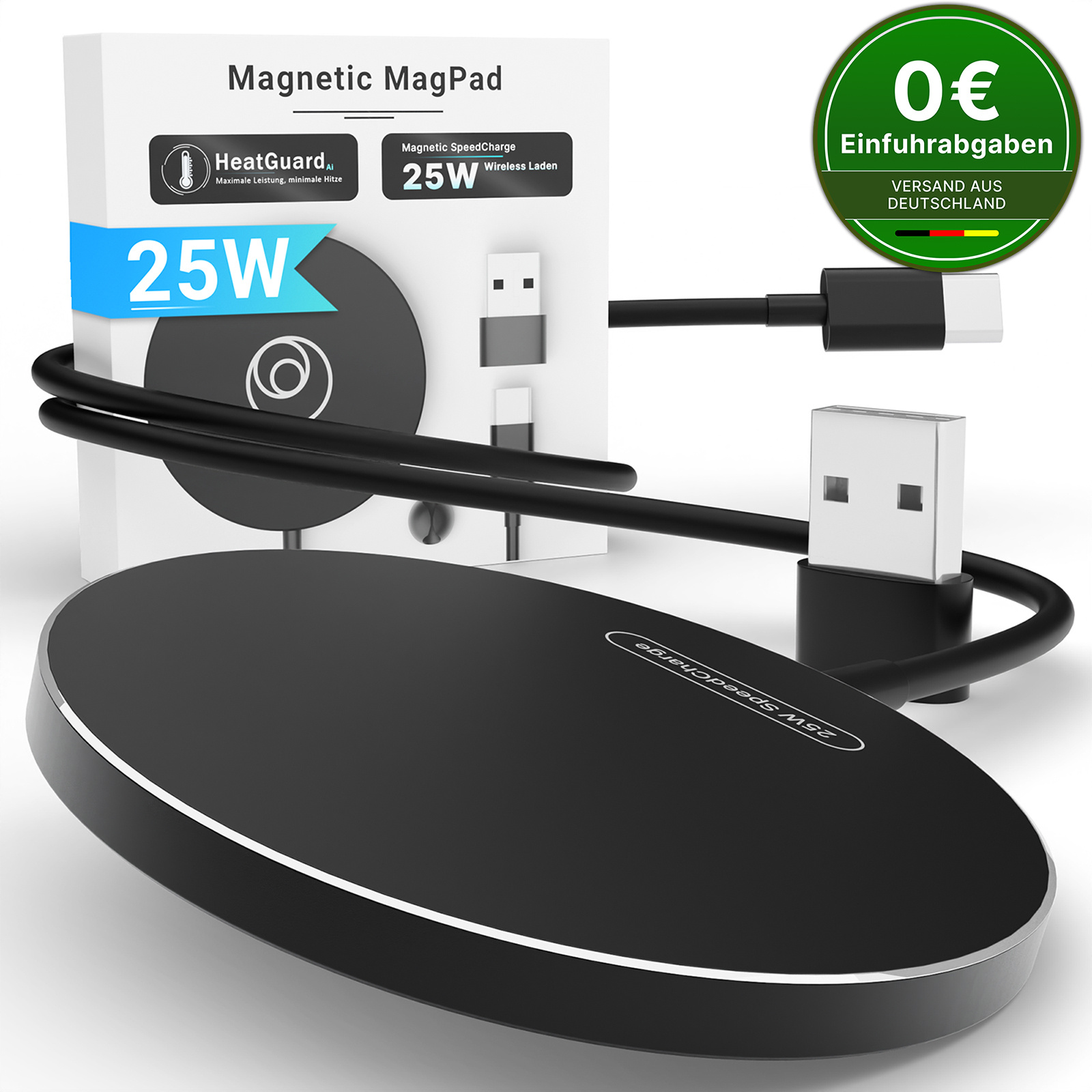 Image of 25w Magsafe Charging Pad Magnetic | Wireless Fast Charger For Iphone 17/16/15/14/13/12 Pro Max – Qi2 Compatible | Inductive Charging Station, , Usb-c, Wireless Charger