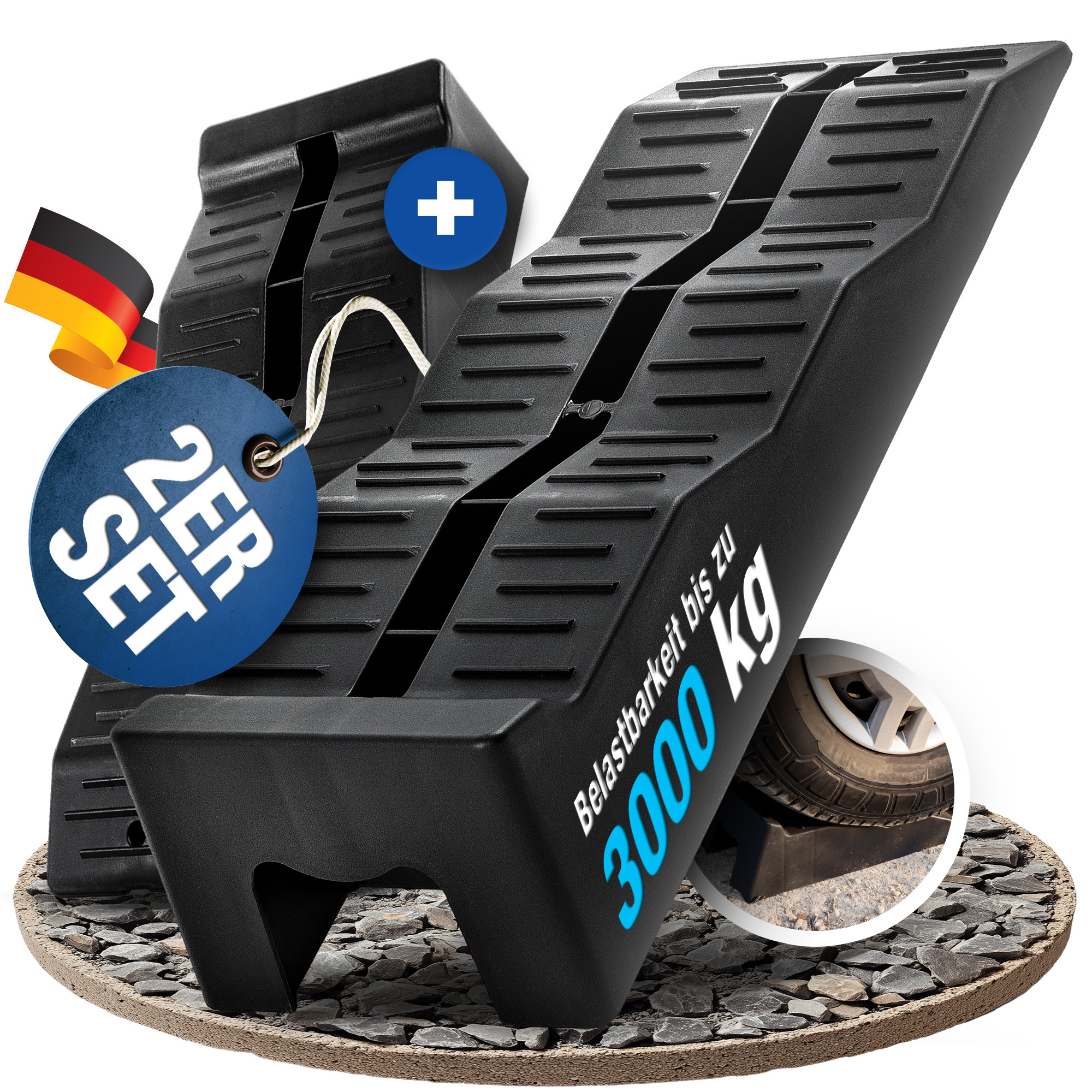 Artikelbild   auffahrkeile (2er set) –  3-stufige nivellierung bis 3000 kg    