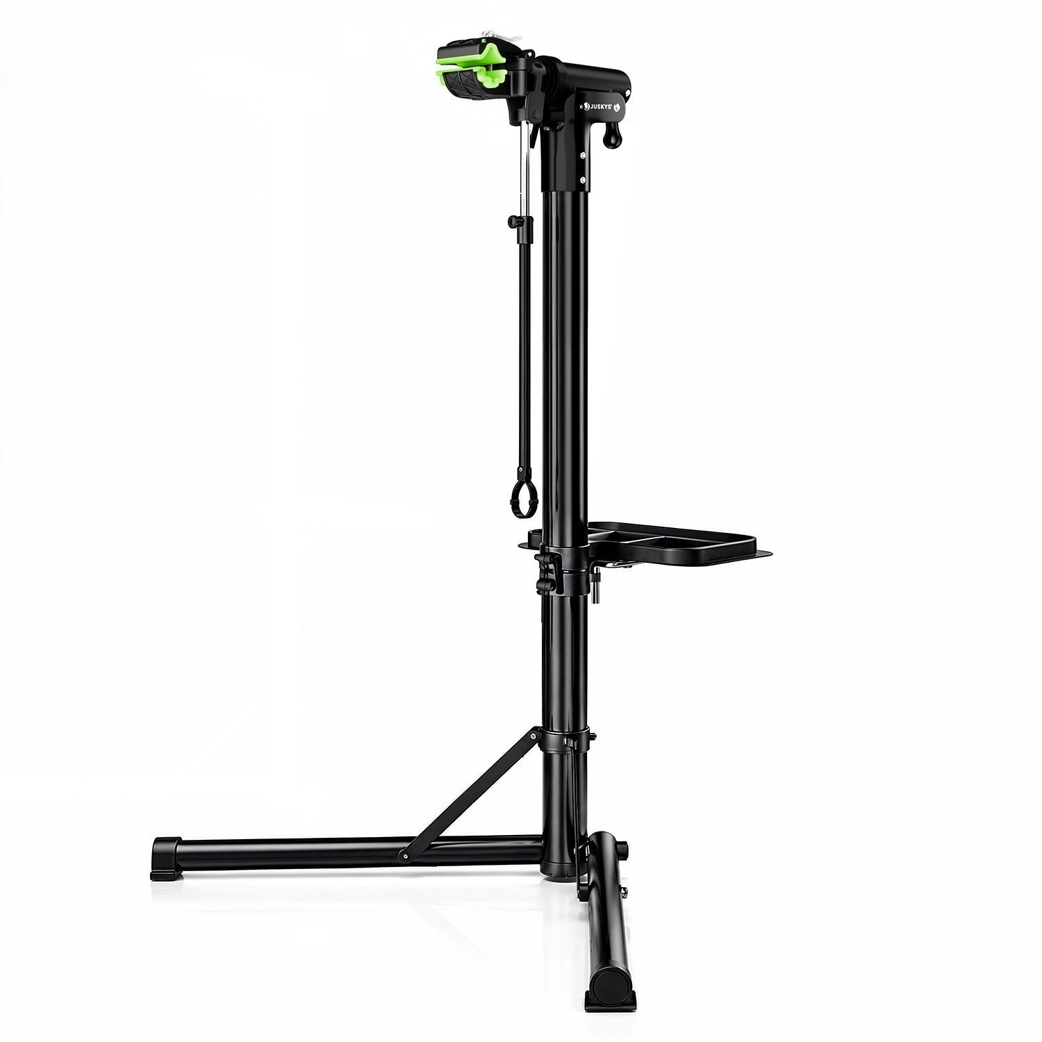Image of Folding Bike Repair Stand Height Adjustable Mounting Stand With Rubber Coating & Tool Holder Bike Stand Up To 50 Kg