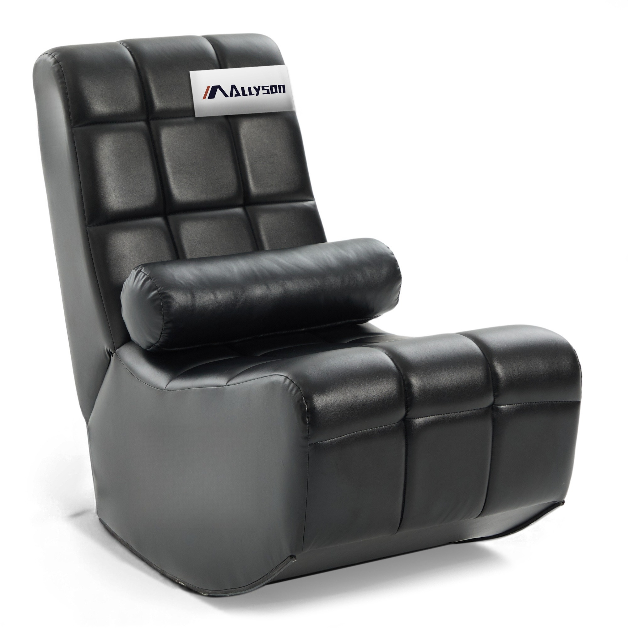 Image of 1 Pc Modern Single Rocking Chair Sofa, Premium Faux Leather Floor Sofa, Comfortable Cinema Rocking Chair Furniture With Lumbar Pillow, Chair For 1 Person