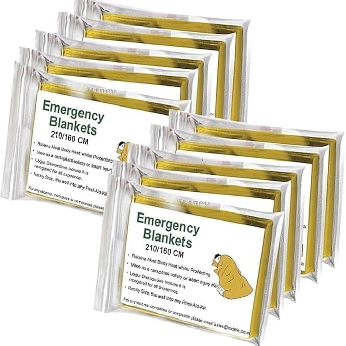 TEMU Disposable Isothermal Blanket Gold/silver 210x160 Cm – Emergency, Anti-hypothermia, Waterproof And Durable Thermal Blanket. (pack Of 10)
