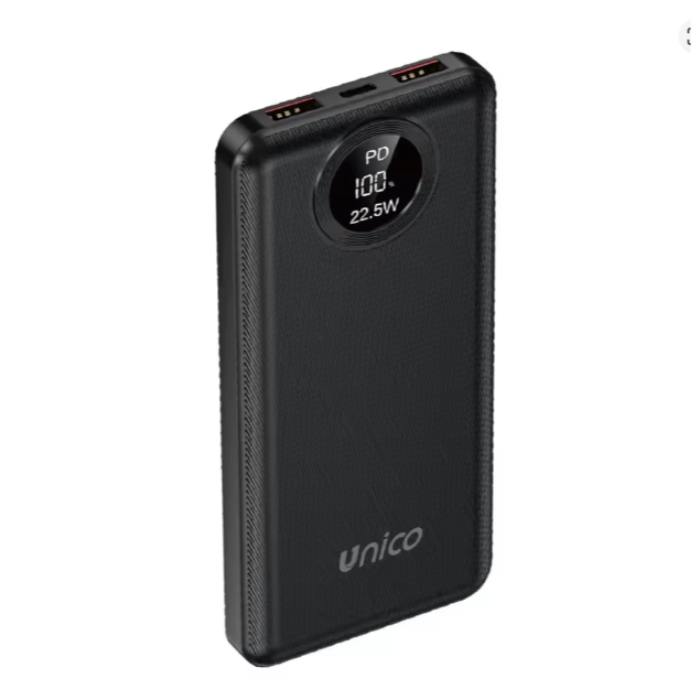 TEMU de Energía de 10000mAh con Pantalla Digital Rectangular, Carga Rápida de 22.5W, Cable A-C de 0., Negro, accesofix