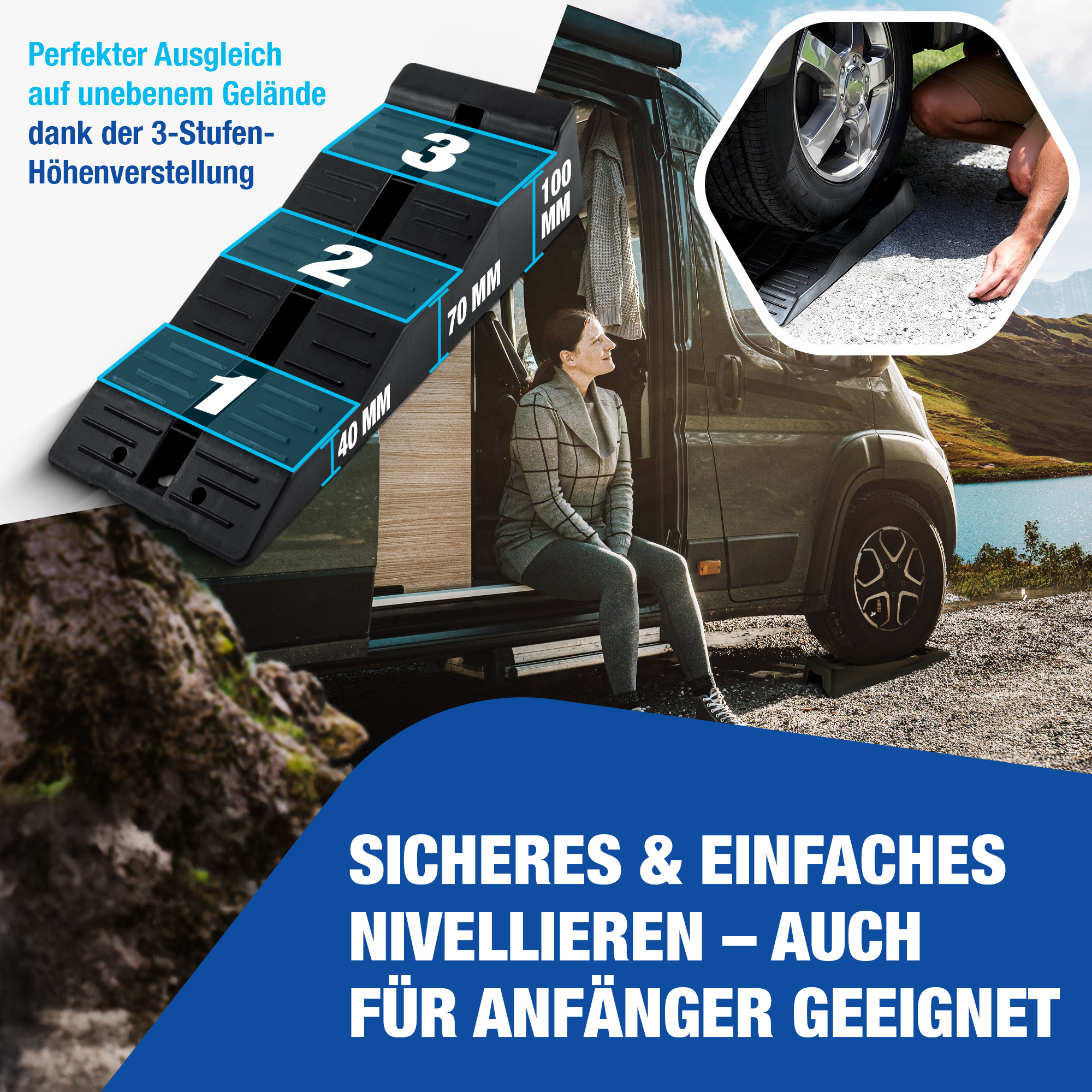   auffahrkeile (2er set) –  3-stufige nivellierung bis 3000 kg    