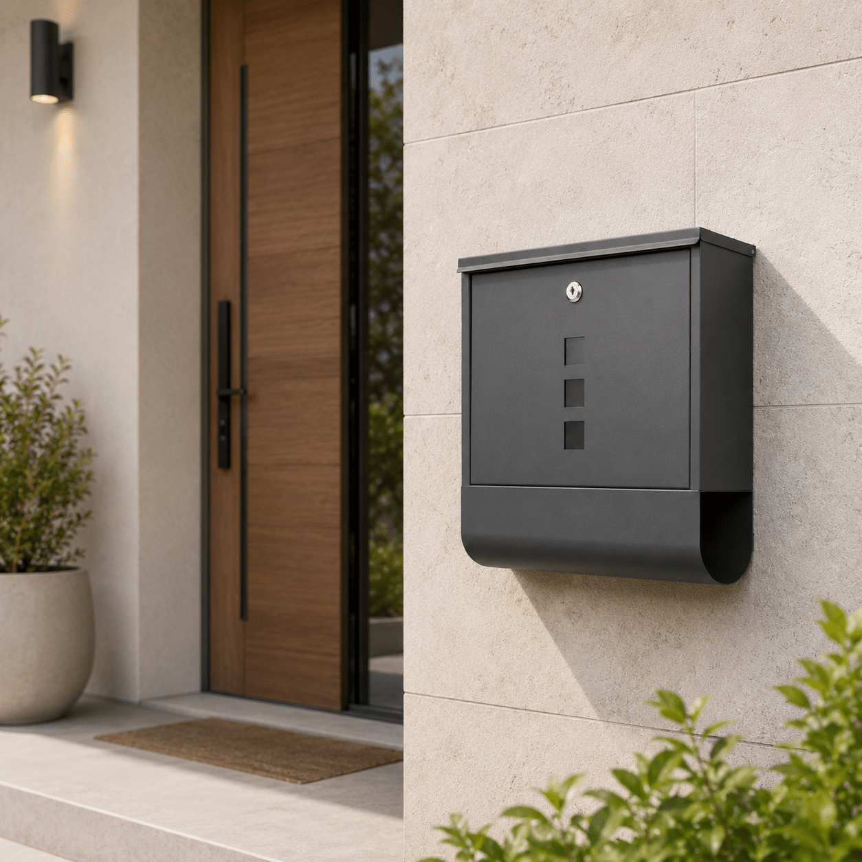 Image of Wall-mounted Mailbox 35 × 35 × 8.5 Cm With Newspaper Compartment, 3 Viewing Windows, 4 Keys, And 2 "no Advertising" Stickers, Or White