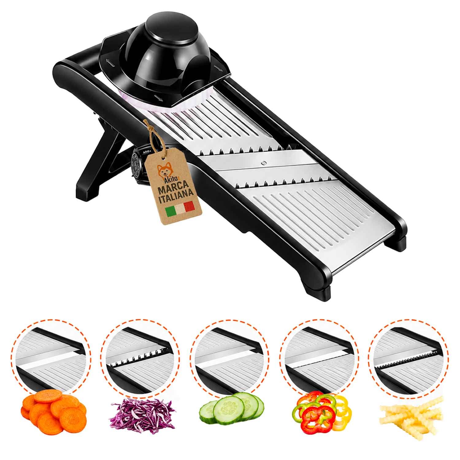 TEMU Akitaink Professional Stainless Steel Mandoline, Manual Slicer With Adjustable Cut 1-, Julienne For Vegetables, Potatoes, Carrots And Onions