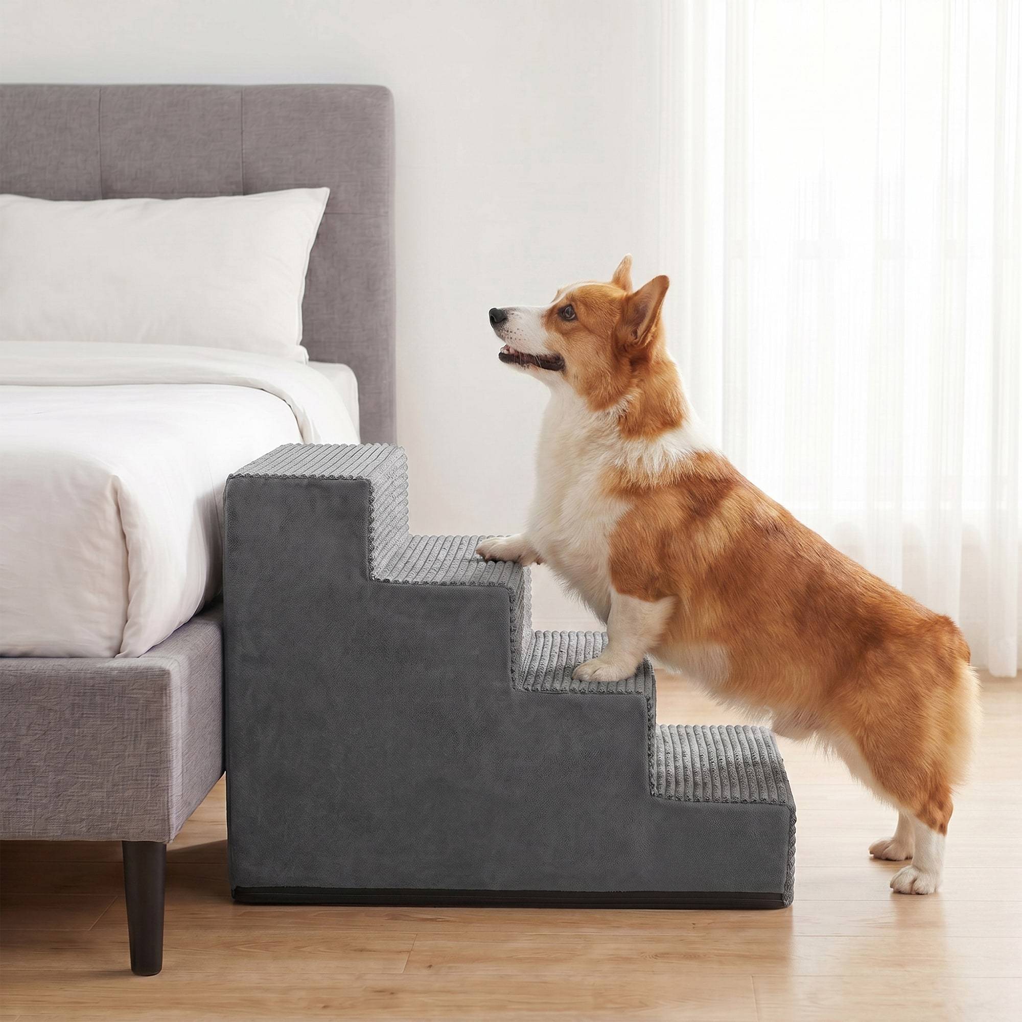 Image of Dog Stairs For Small Dogs, Washable Foam Cat Stairs For Sofa