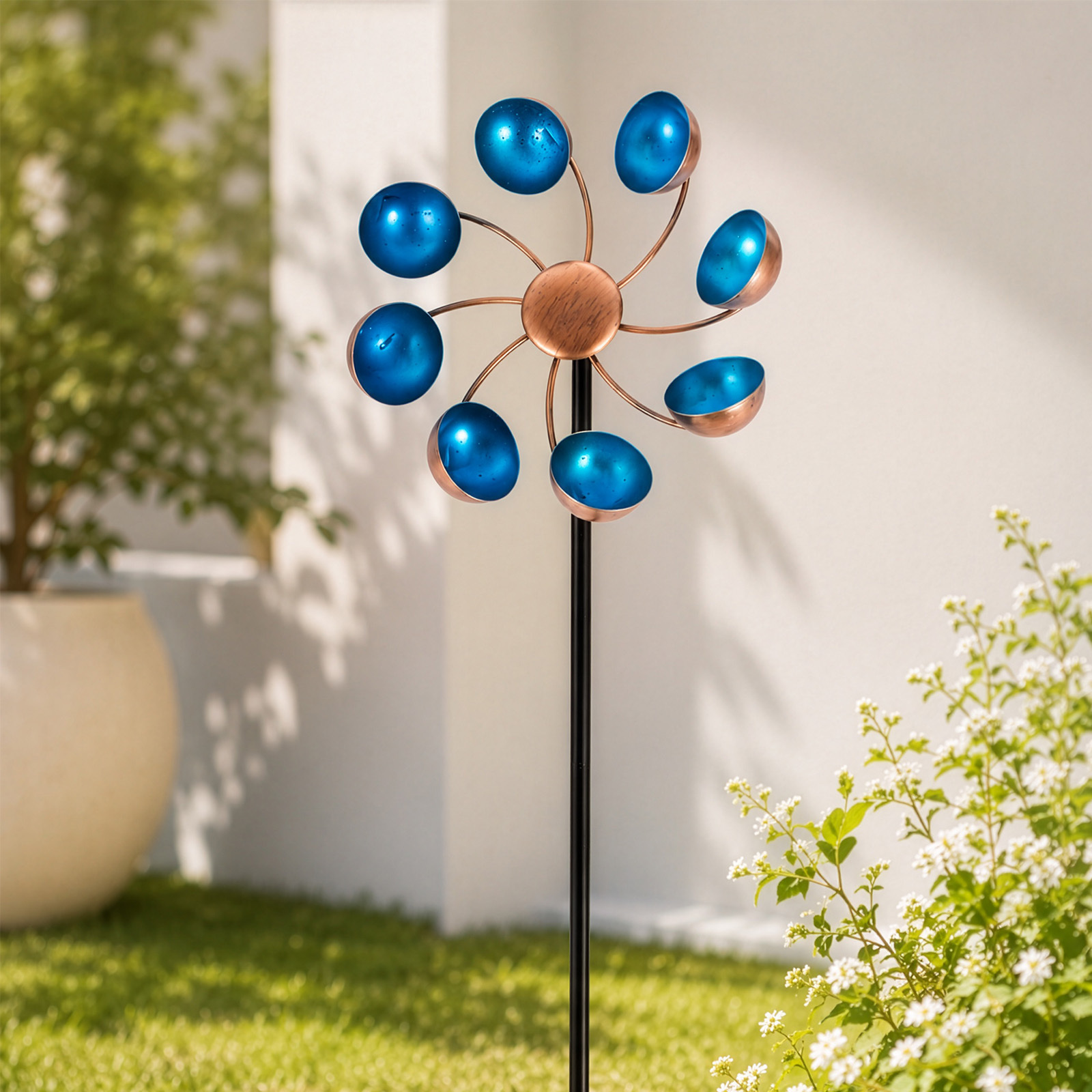 [3d] 360° Rotatable Wrought Iron Windmill, Decorative Outdoor Wind Spinner, Kinetic Metal Wind Chime, Ideal For Patio, Garden, And Yard