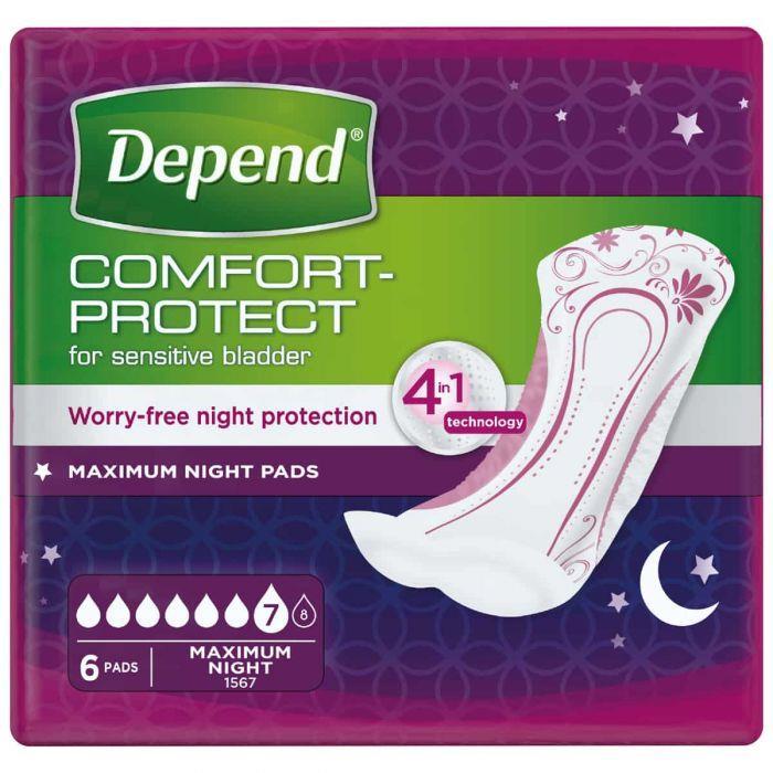 TEMU 6 X Depend Night Pads | Disposable Pads | Secure Overnight Protection | Overnight Bladder Leak Protection | 1 Pack Of 6