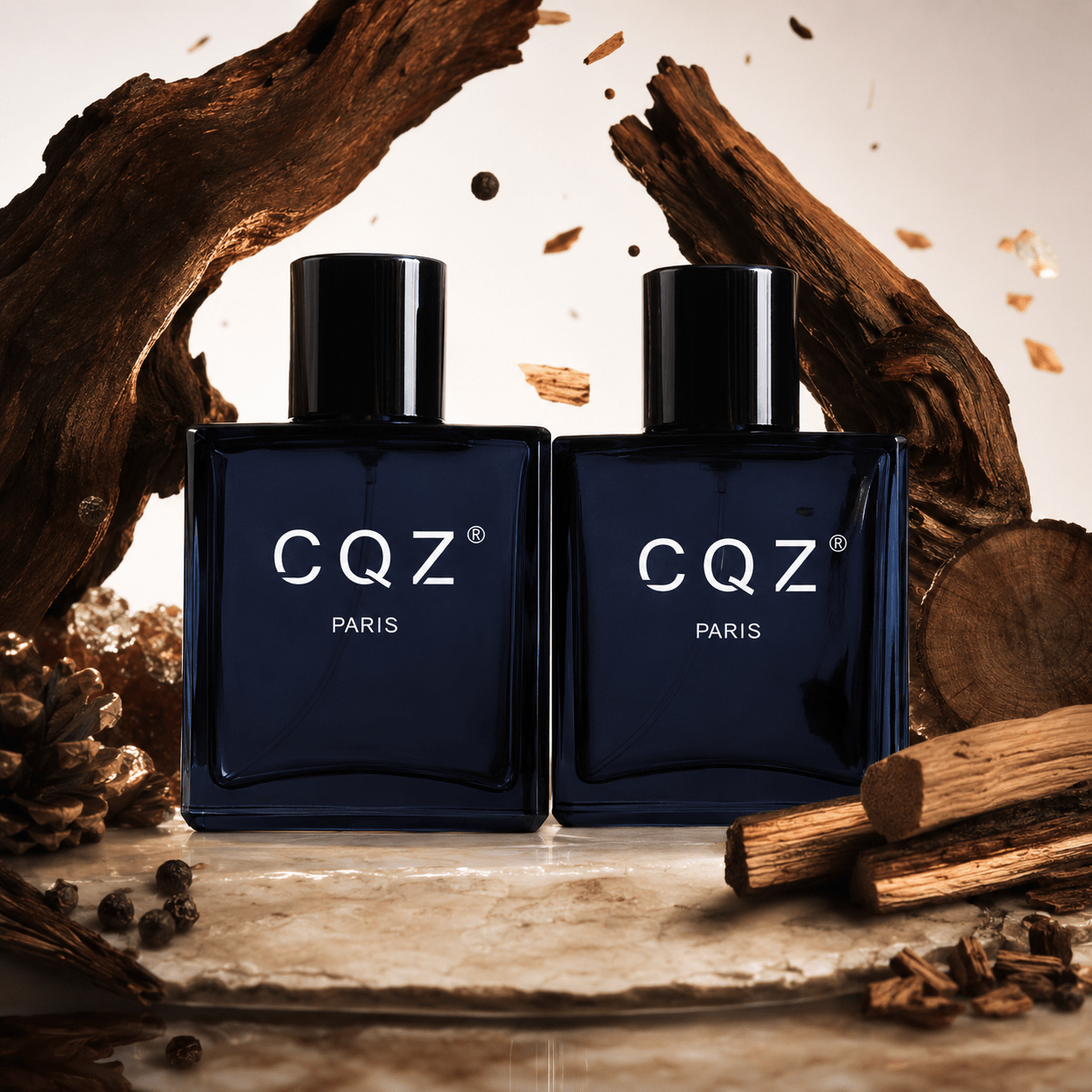 Image of Cqz Paris - Set Of 2 Perfumes For Men, 2 × 55 Ml, Long-lasting Perfume With Fresh, Spicy And Notes, Ideal For Daily Use And As A Gift
