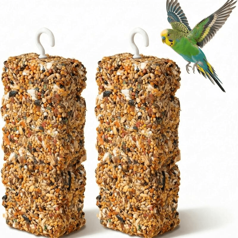 TEMU 2pcs Parrot Toy Grinding Stick For Boredom, To Peony, Tiger Skin, Xuan Snacks, Training, Biting Rewards Natural Bird Grain Treat Sticks, Blend