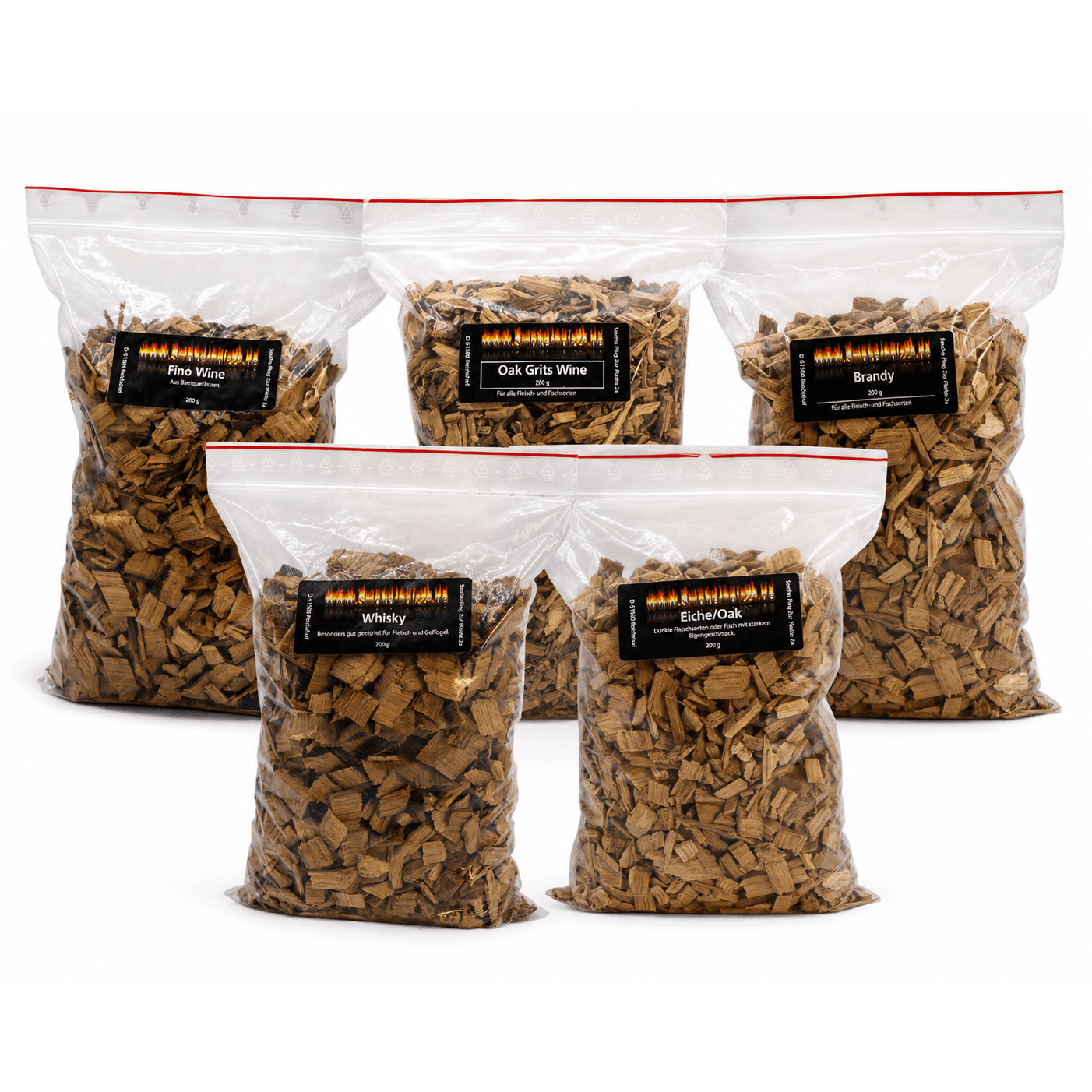 Image of Smokerholz24 Premium Wood Smoking Chips Set, 5 × 200 G – Whisky, Wine, Oak Wine, & Oak – 1 Kg Smoking Wood For Grill, , And Smoking Box