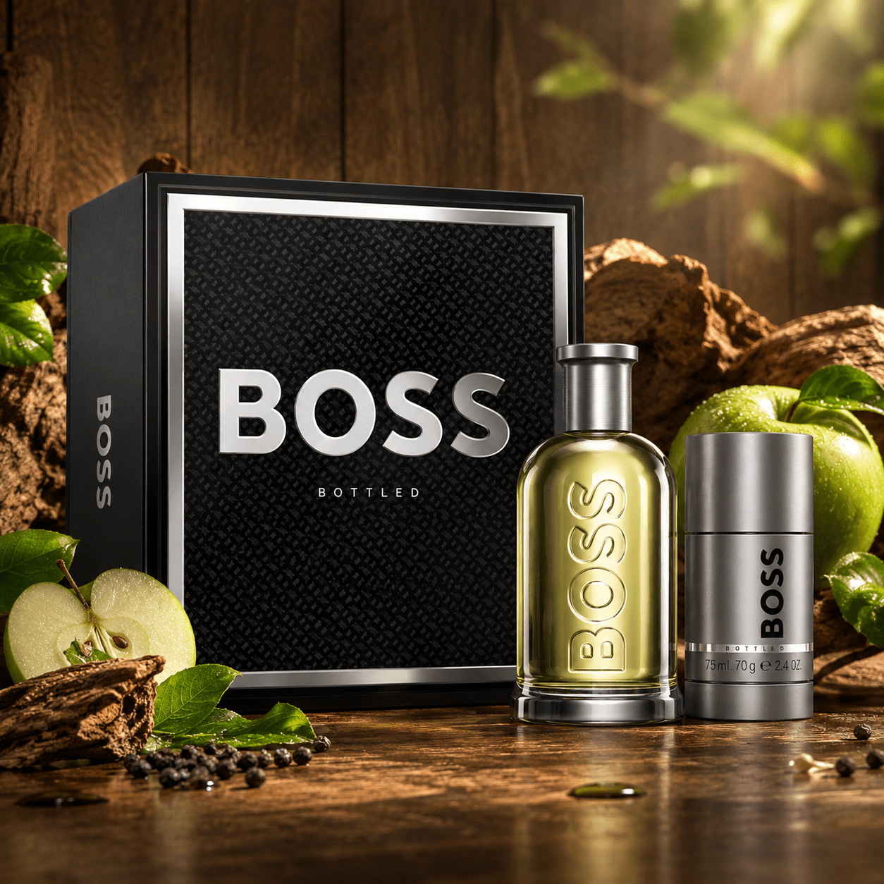 Boss Bottled - Men's Gift Set Eau De Toilette 50 Ml And Deodorant Spray 150 Ml - , Fruity And Spicy Perfume