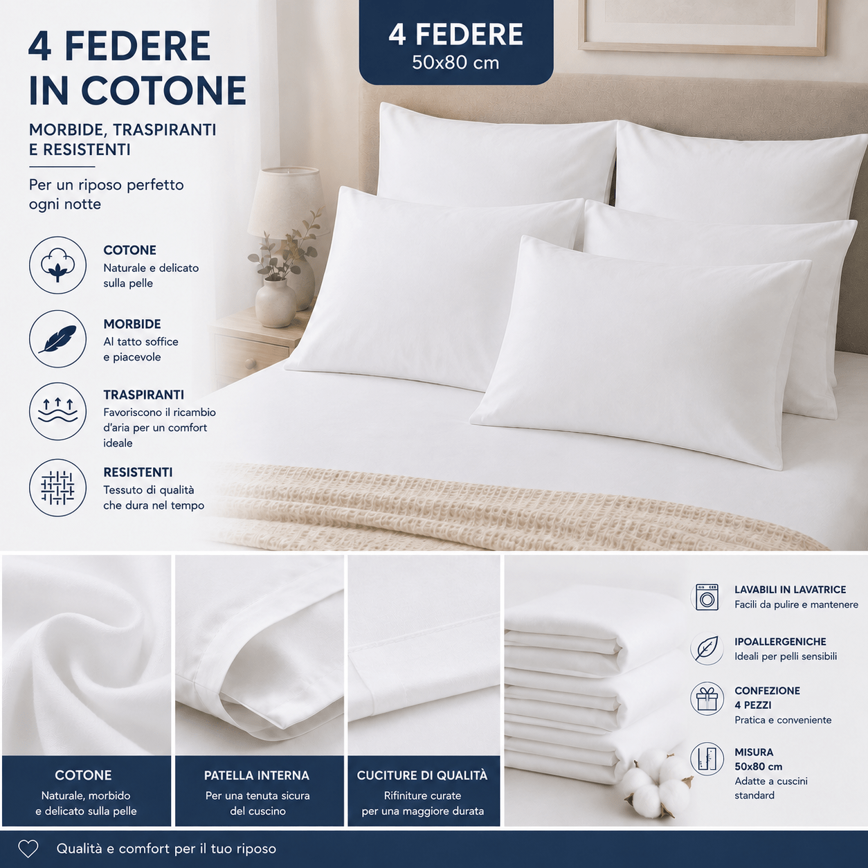 TEMU 4 Federal Cushion 50x80 Cm In, Pack Of 4pcs, With Internal Knee Pad, Soft And Washable
