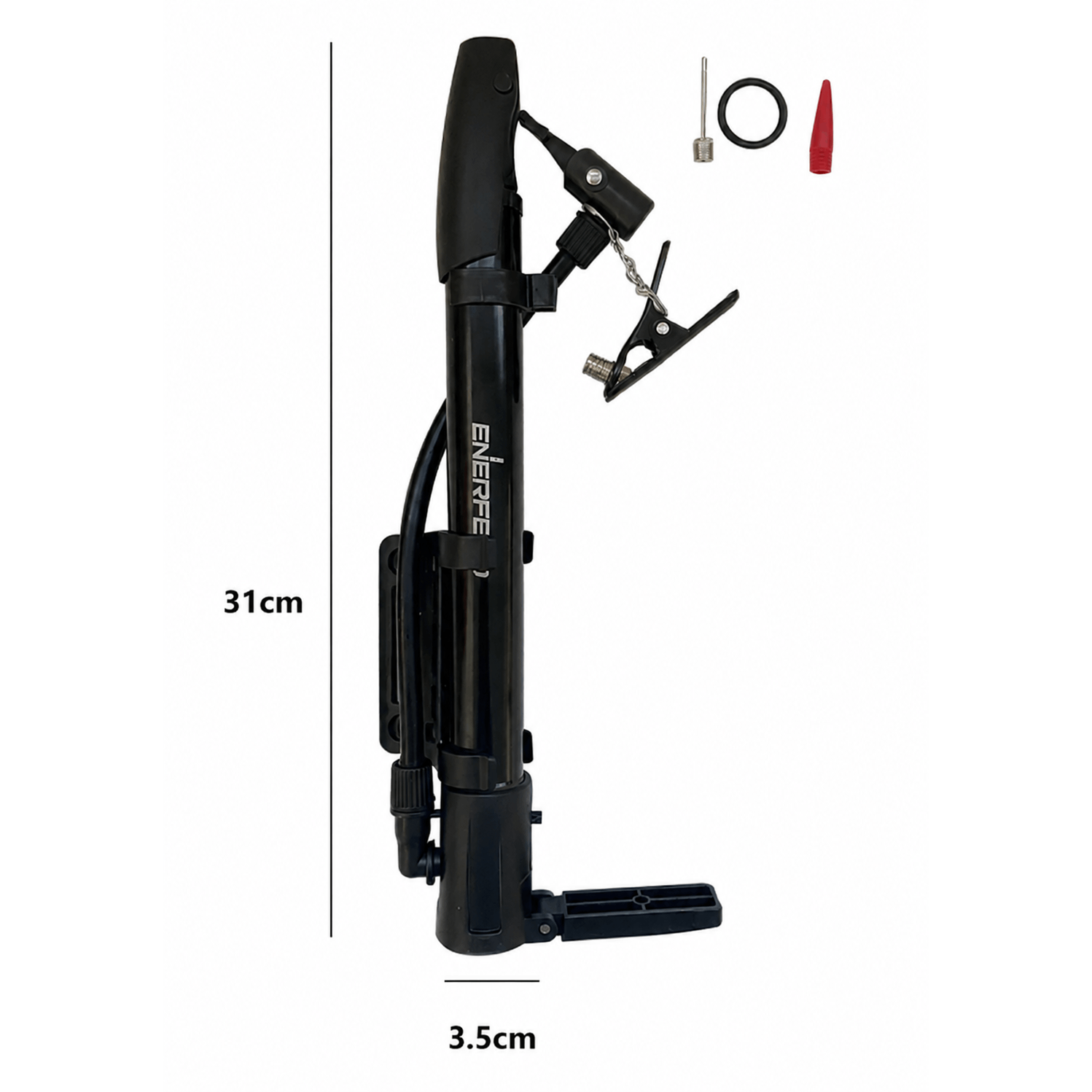 TEMU Bomba de Aire Portátil para Bicicleta con Soporte para Cuadro, Inflador Manual Compacto para Válvulas y Schrader, con Manguera, Adaptador de
