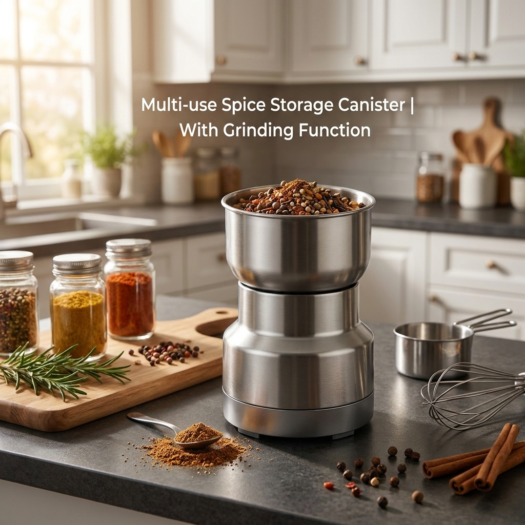-one Airtight Storage Organizer With Grinding Design, Sealed Coffee Bean & Spice Container, Dust-proof Desktop Drawer Organizer For Pantry