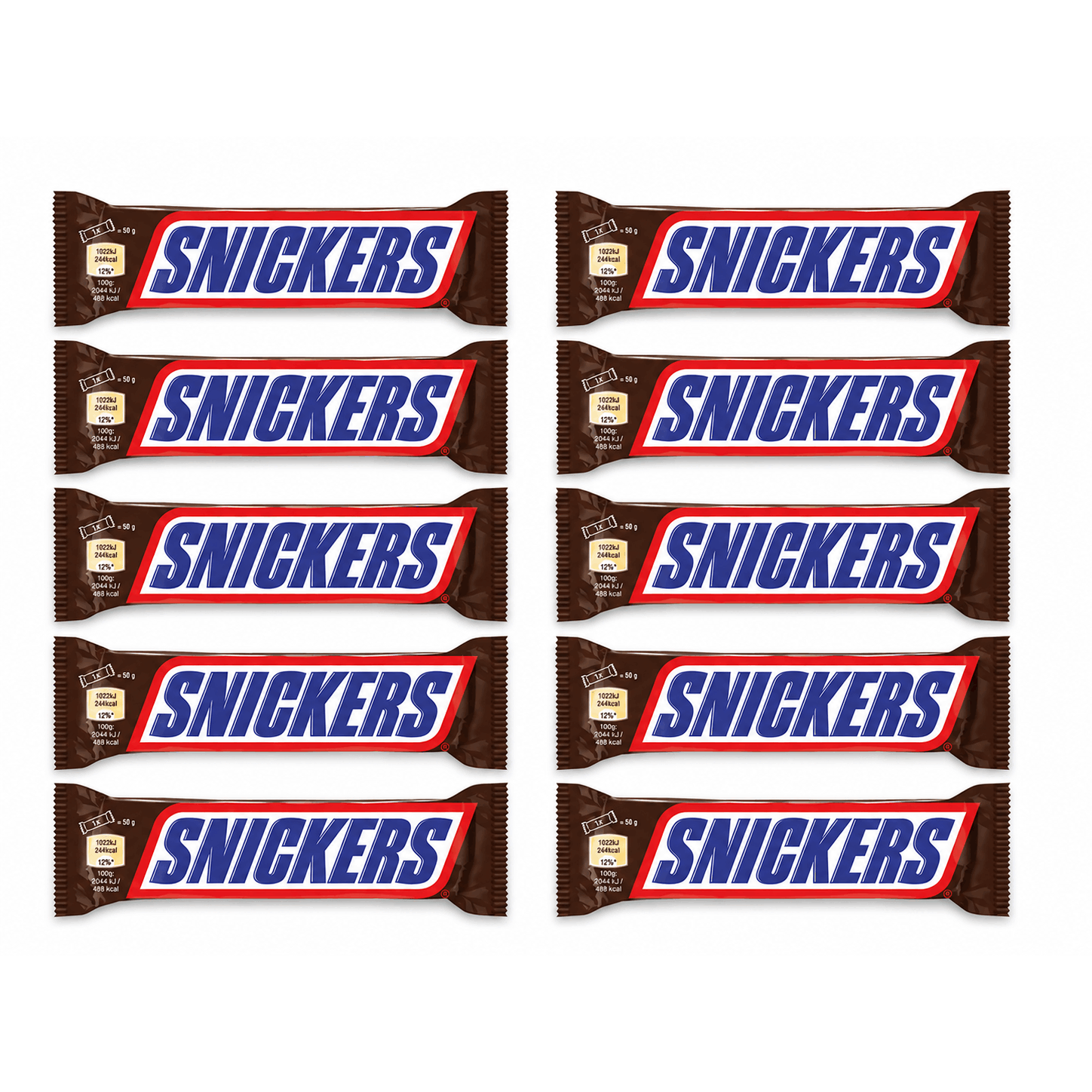 10-pack Snickers Chocolate Bars 50g – Milk Chocolate With Caramel, & Nougat – 500g Storage Pack