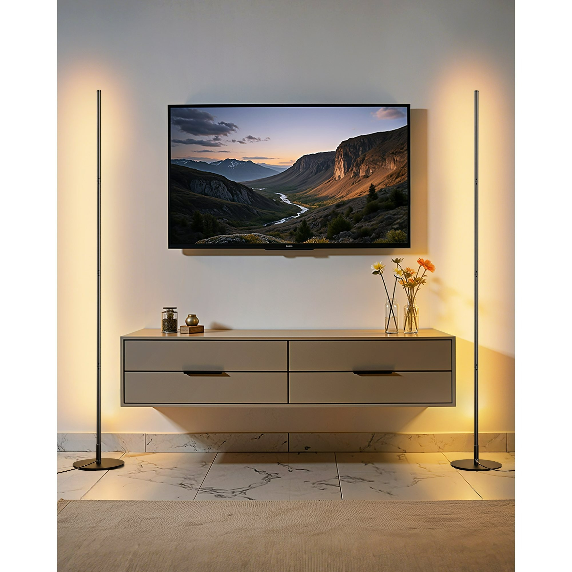 Of Led Floor Lamps, Dimmable, 146cm, 3000k Warm White With Memory, Height Adjustable – For Home Office & Bedroom, Black