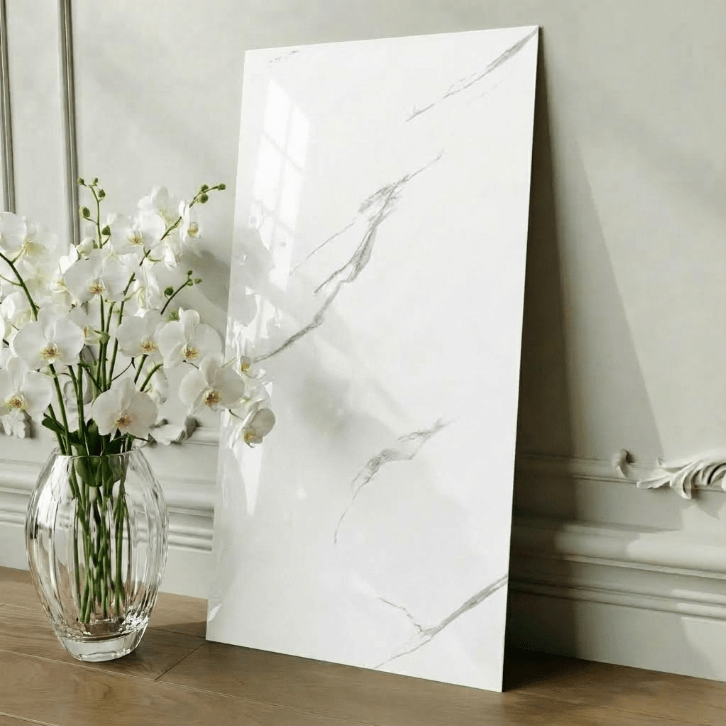 Image of Self-adhesive Marble Kitchen Tiles 30x60cm, 10-piece Set, White Tile Stickers | Waterproof Peel-and-stick Tiles For Kitchen, Bathroom, And Wall Tile Covering