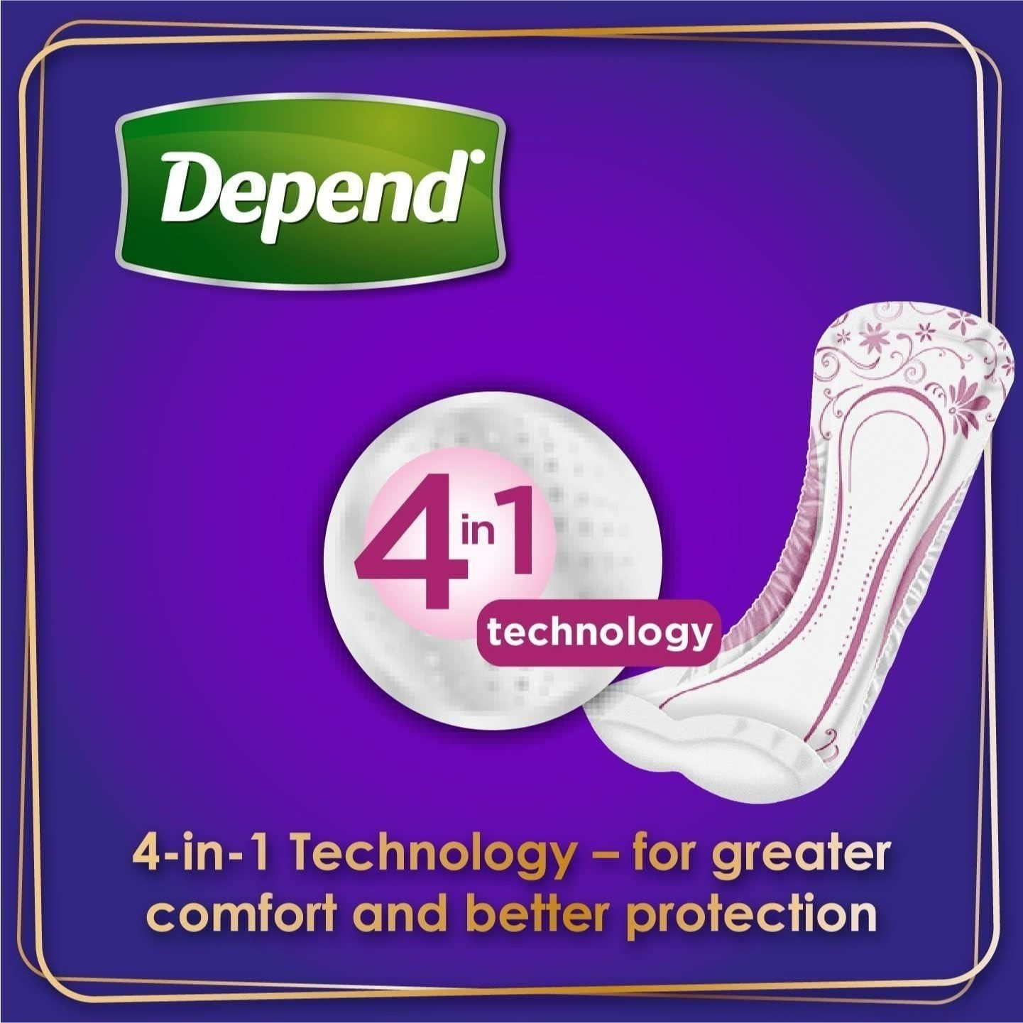 TEMU 10 X Depend Pads Extra For Women | Disposable Pads| Absorbent Bladder Control Pads| Secure & Comfortable Pads | 1 Pack Of 10