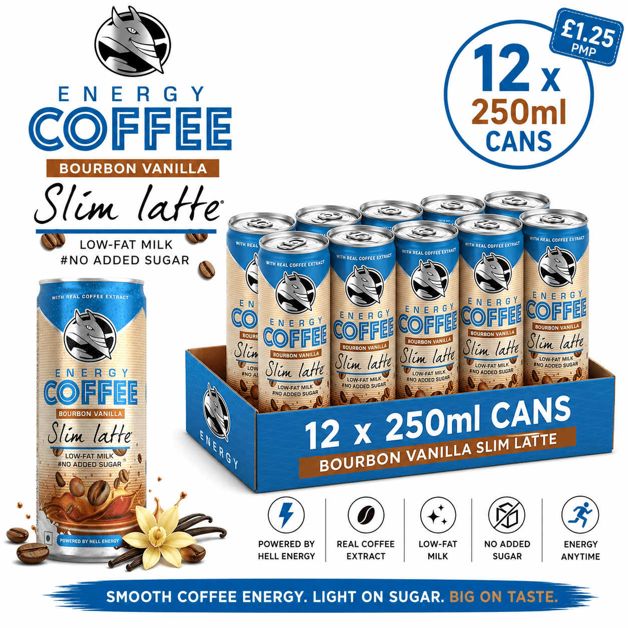 TEMU Hell Energy Coffee Slim Vanilla Latte - 12x250ml