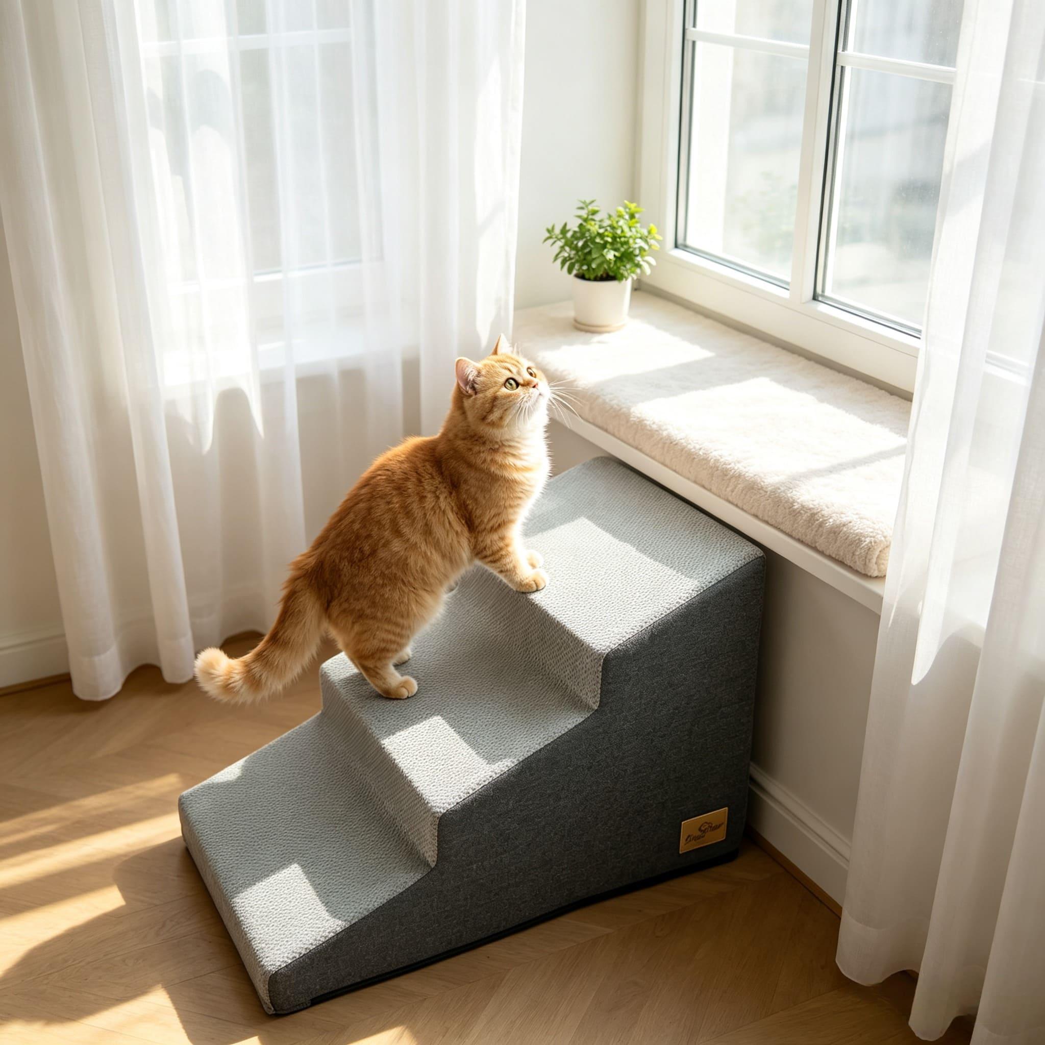 Image of Stairs For Small Pets, 3 Step 4 Step Pet Stairs For Couch Bed, High Density Foam Ramp With Gentle Slope, Non-slip Bottom, Washable Cover