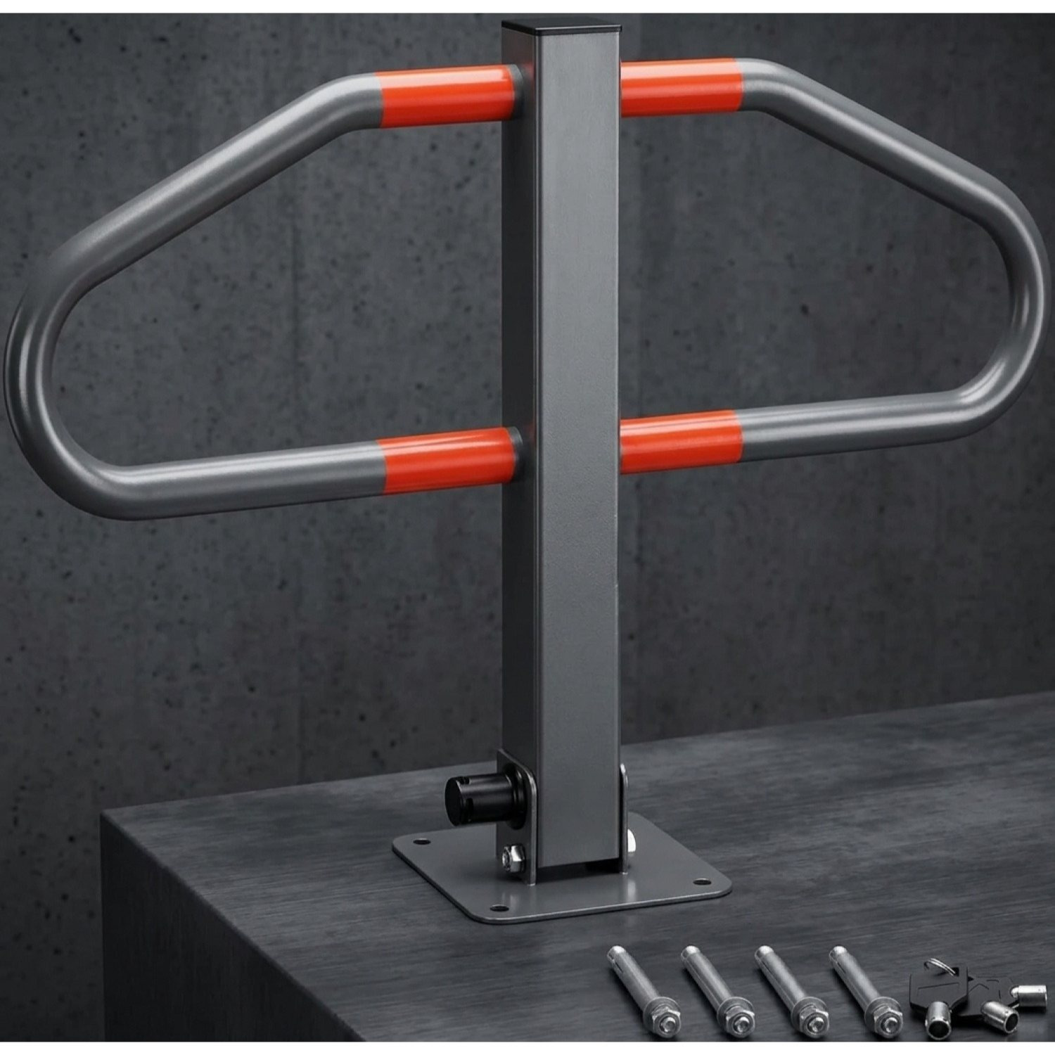 Parking Space Barrier 2 Keys Foldable Integrated Lock Steel Parking Post Parking Lock Post