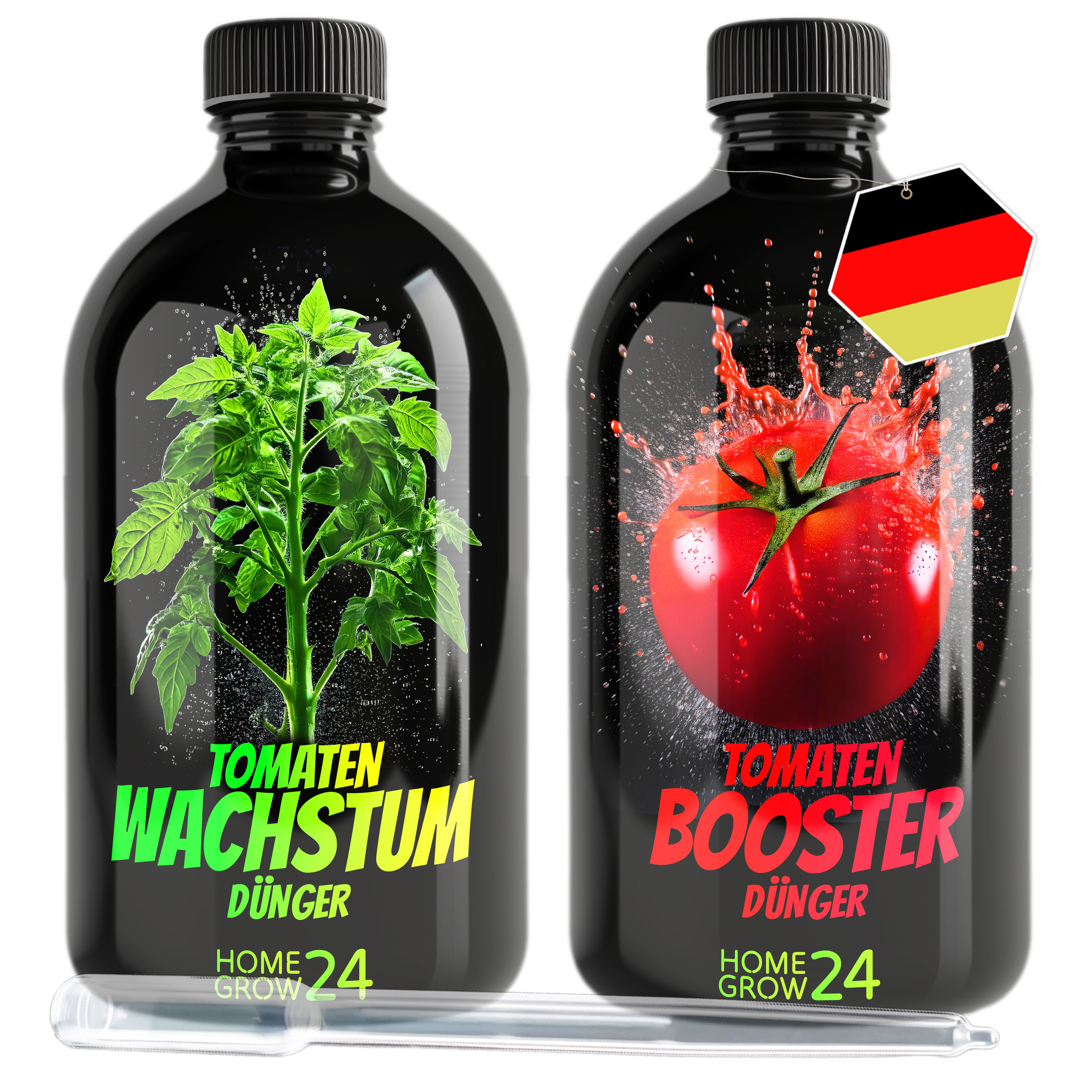 Homegrow24 Tomato Fertilizer Duo - Growth And Booster Tomato Fertilizer, 250 Ml Each, Fertilizer Set Suitable For Use In Garden, Greenhouse, Or