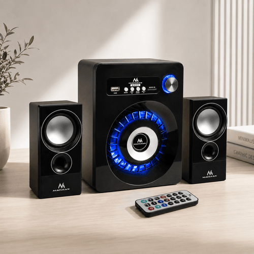 reproduktorů m-ac910 bluetooth 2.1 s fm rádiem, slotem pro tf kartu, aux vstupem a usb napájením