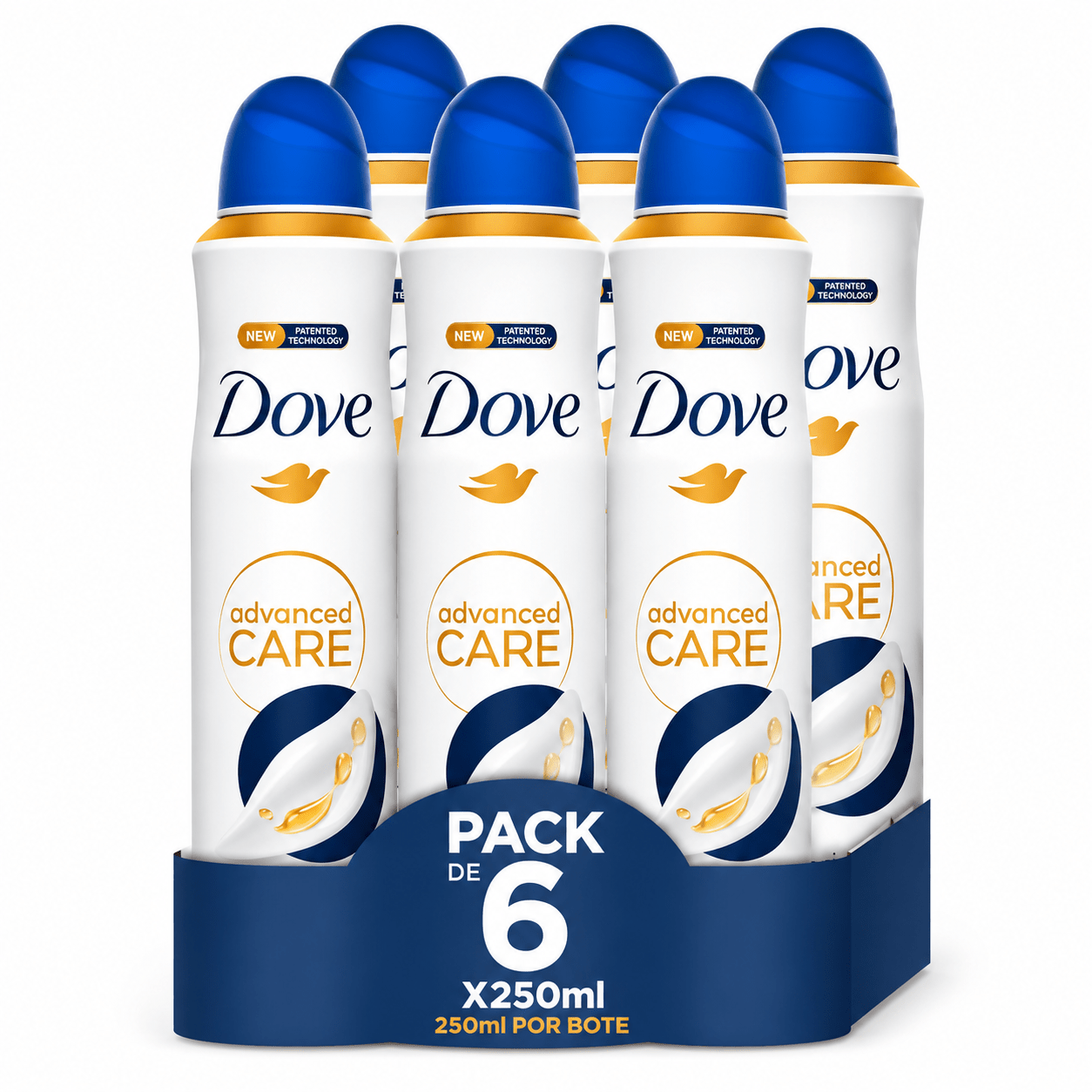 TEMU Dove Desodorante Original Protección 72 horas Spray 250ml, pack de 6 unidades