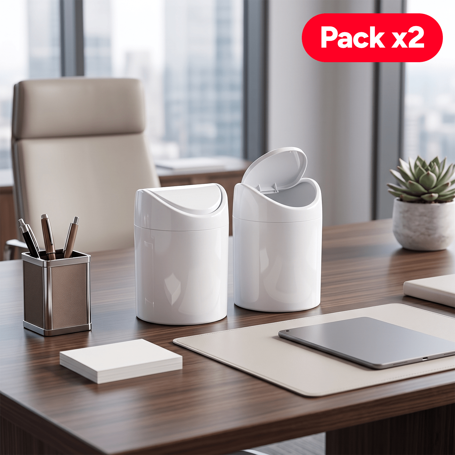 TEMU Pack 2 Papeleras Pequeñas, , Plástico Duradero, , Resistente y de Fácil Limpieza, para Residuos Pequeños en Baños, Oficinas o Dormitorios, 2