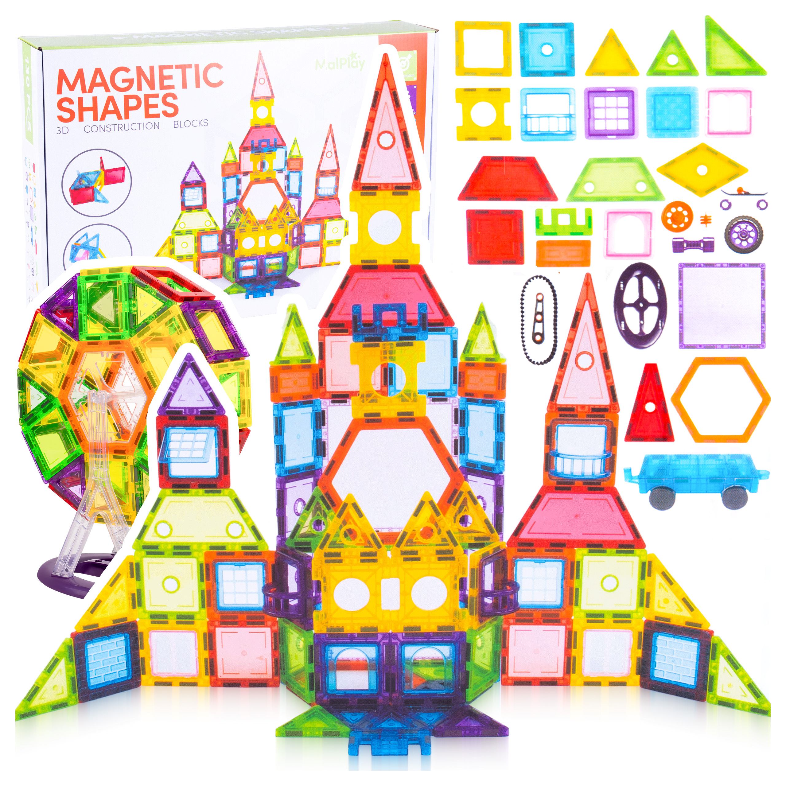 Image of Magnetic Construction Blocks Educational Puzzle Set For Kids, 130 Pieces
