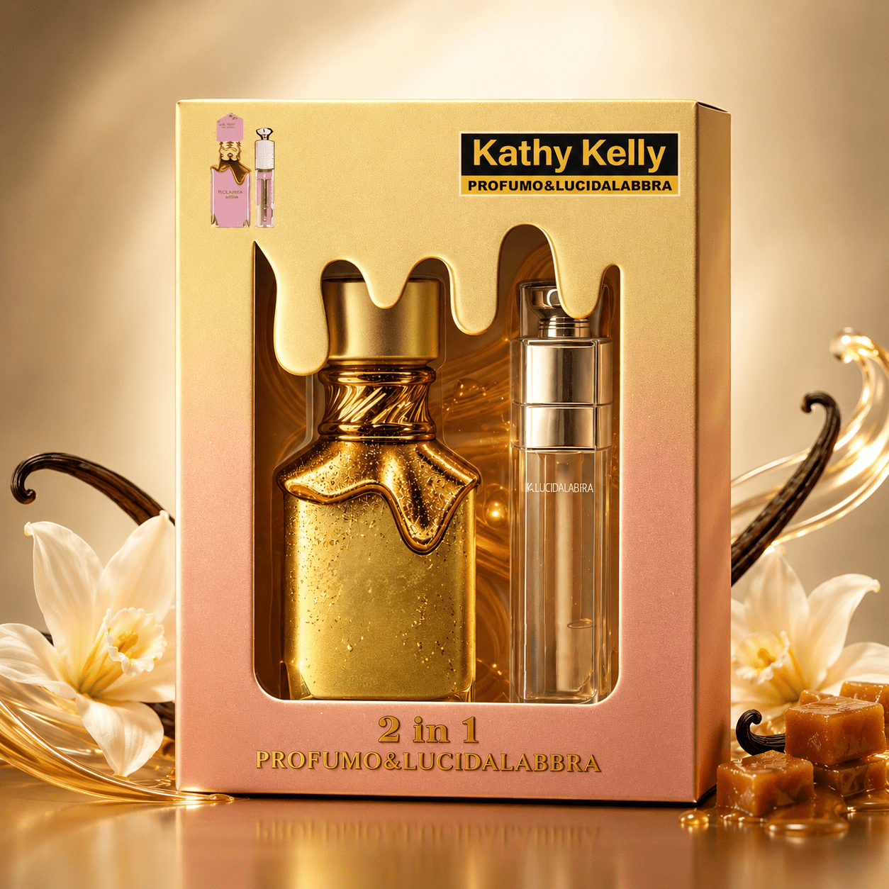 Image of Women's 2-in-1 Perfume Set – 30 Ml Eau De Parfum + 4 Ml Lip Gloss, Gourmet Scent, Elegant Gift Idea