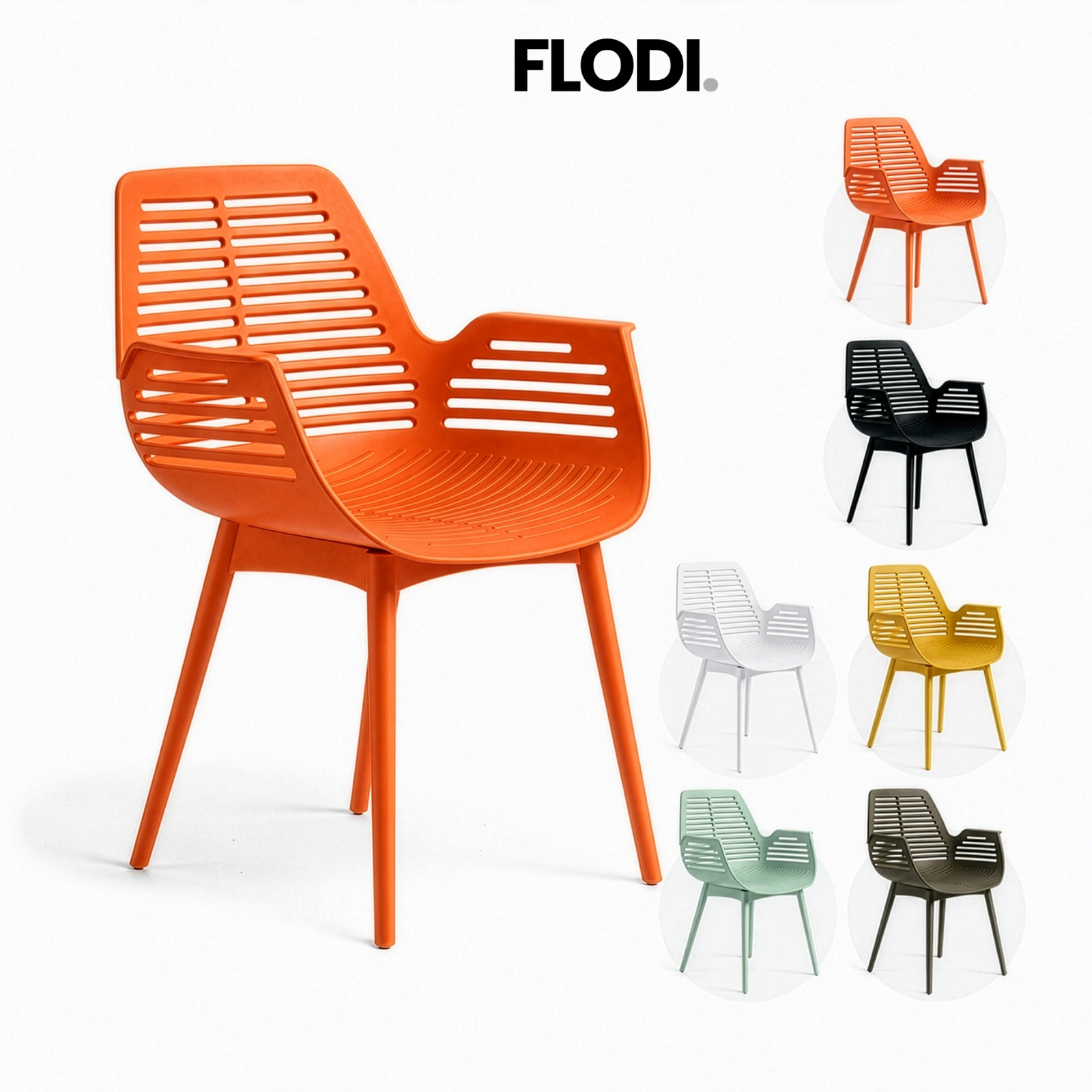 Image of Flodi Garden Chair 50 X 50 X H 86 Cm, 1pc - Weather-resistant With Armrests Made Of Pp, For Garden, Terrace, Balcony & Indoor Area, Up To 150 Kg