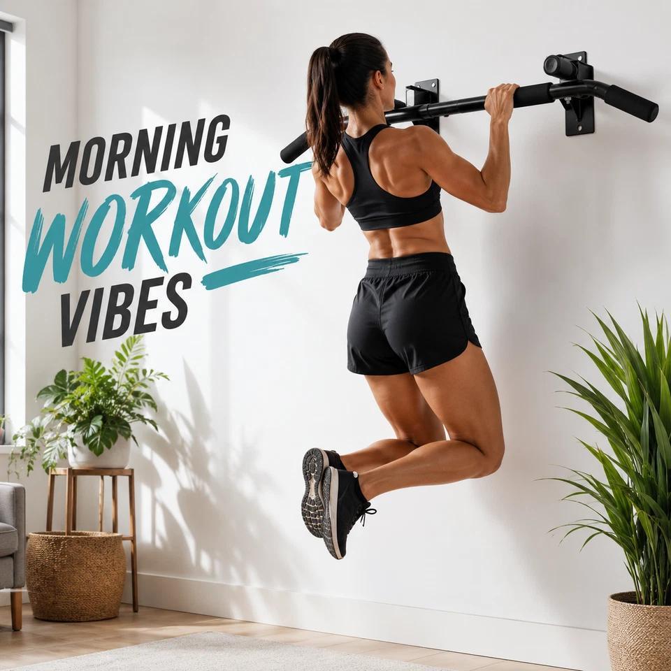Wall Mounted Pull Up Bar with Padded Multi Grip Handles